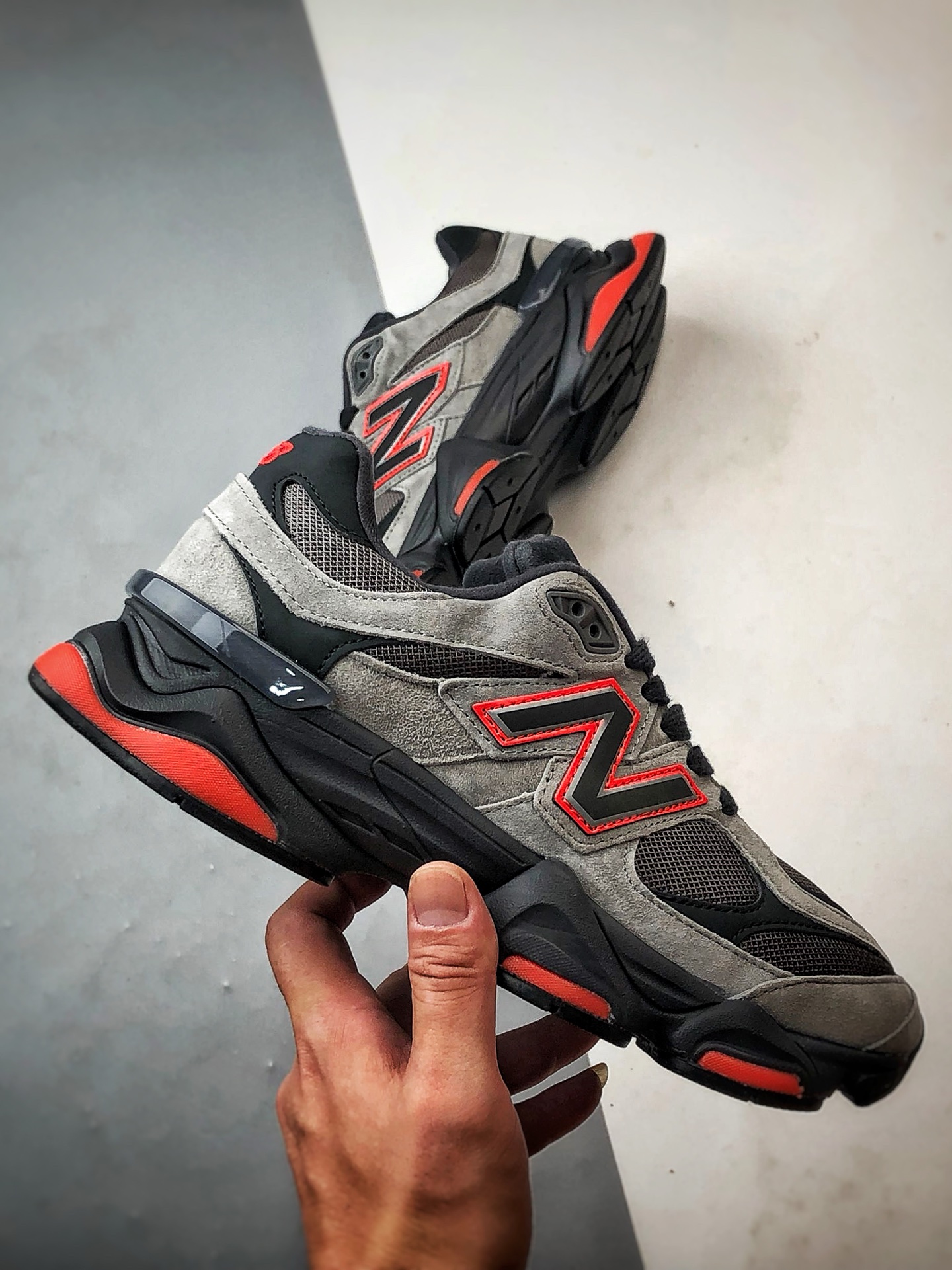 New Balance 9060 灰黑红 复古休闲运动老爹鞋 U9060JBO