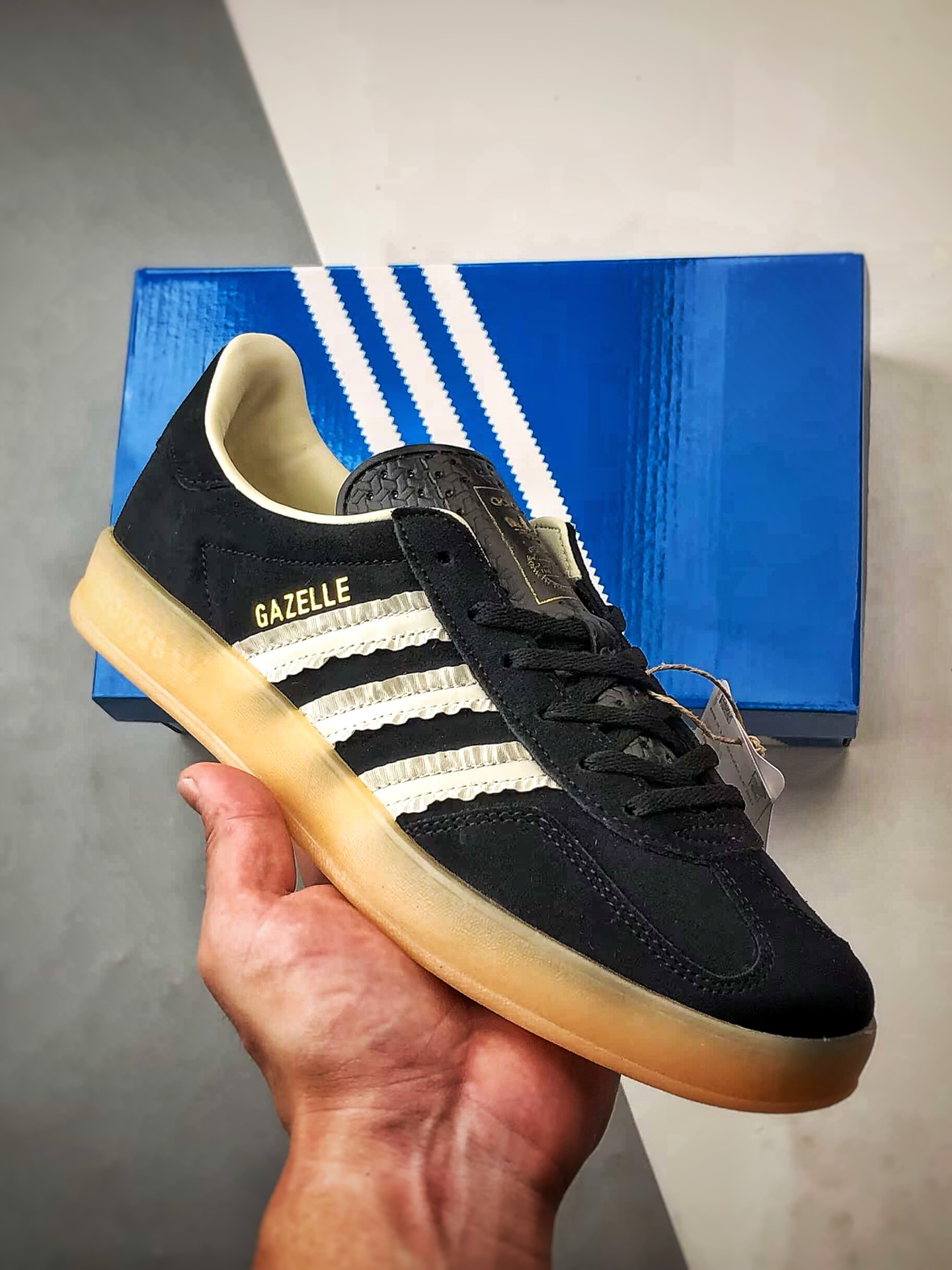 180 AD Originals Gazelle Indoor 黑白 三叶草复古休闲运动板鞋 JS1412