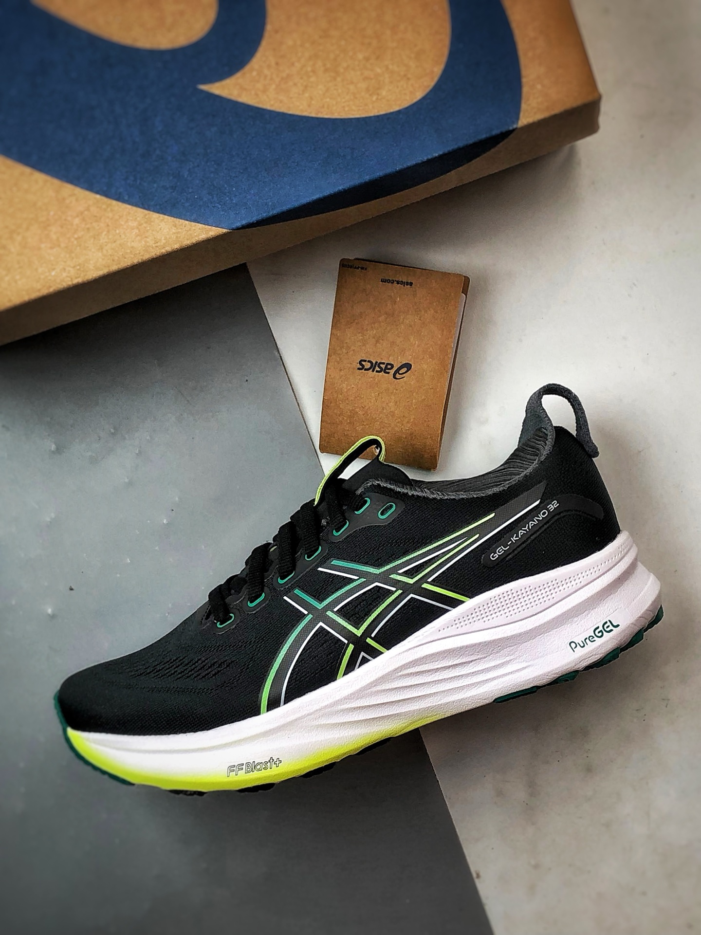 Asics Gel-Kayano 32 黑绿 卡亚诺32代有氧轻量运动慢跑鞋 1012B904-001