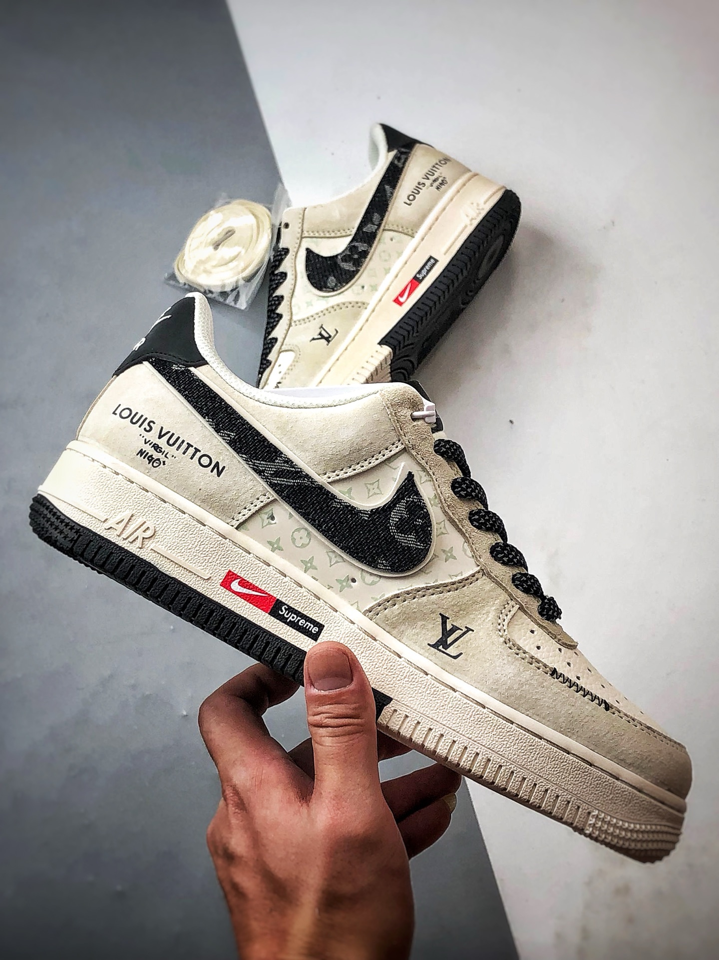 LV x Air Force 1 Low 灰黑牛仔钩 MZ9588-801-莆田鞋,莆田鞋货源,高仿鞋,高仿鞋货源,安福档口,莆田高仿鞋,莆田鞋批发,高仿鞋批发,莆田高仿运动鞋,高仿运动鞋,莆田运动鞋 LV x Air Force 1 Low 灰黑牛仔钩 MZ9588-801