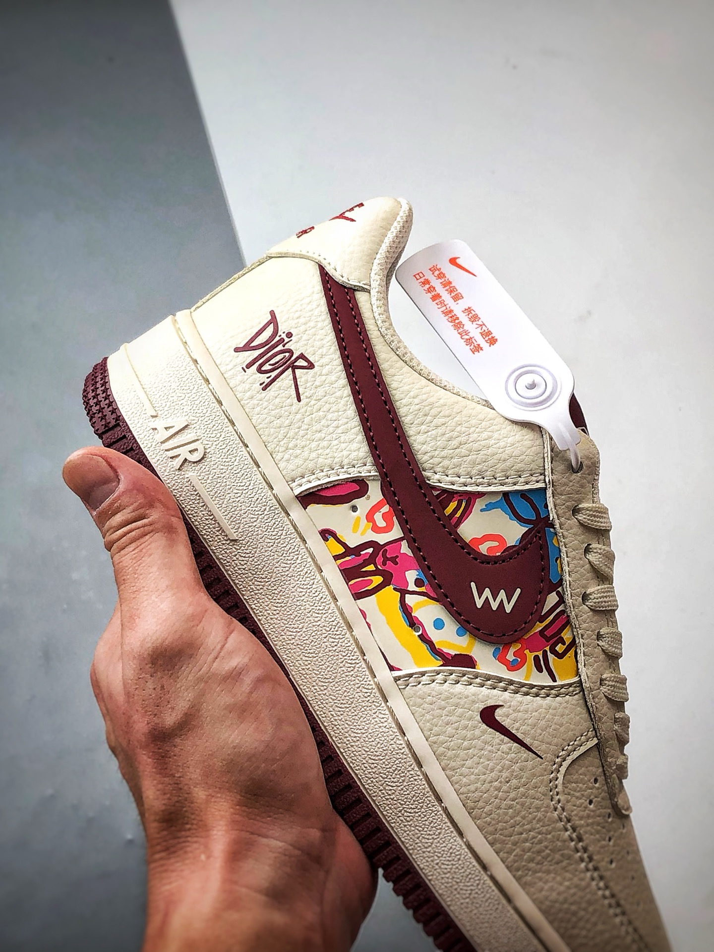 Dior x Air Force 1 Low 涂鸦米白酒红 HJ3318-002
