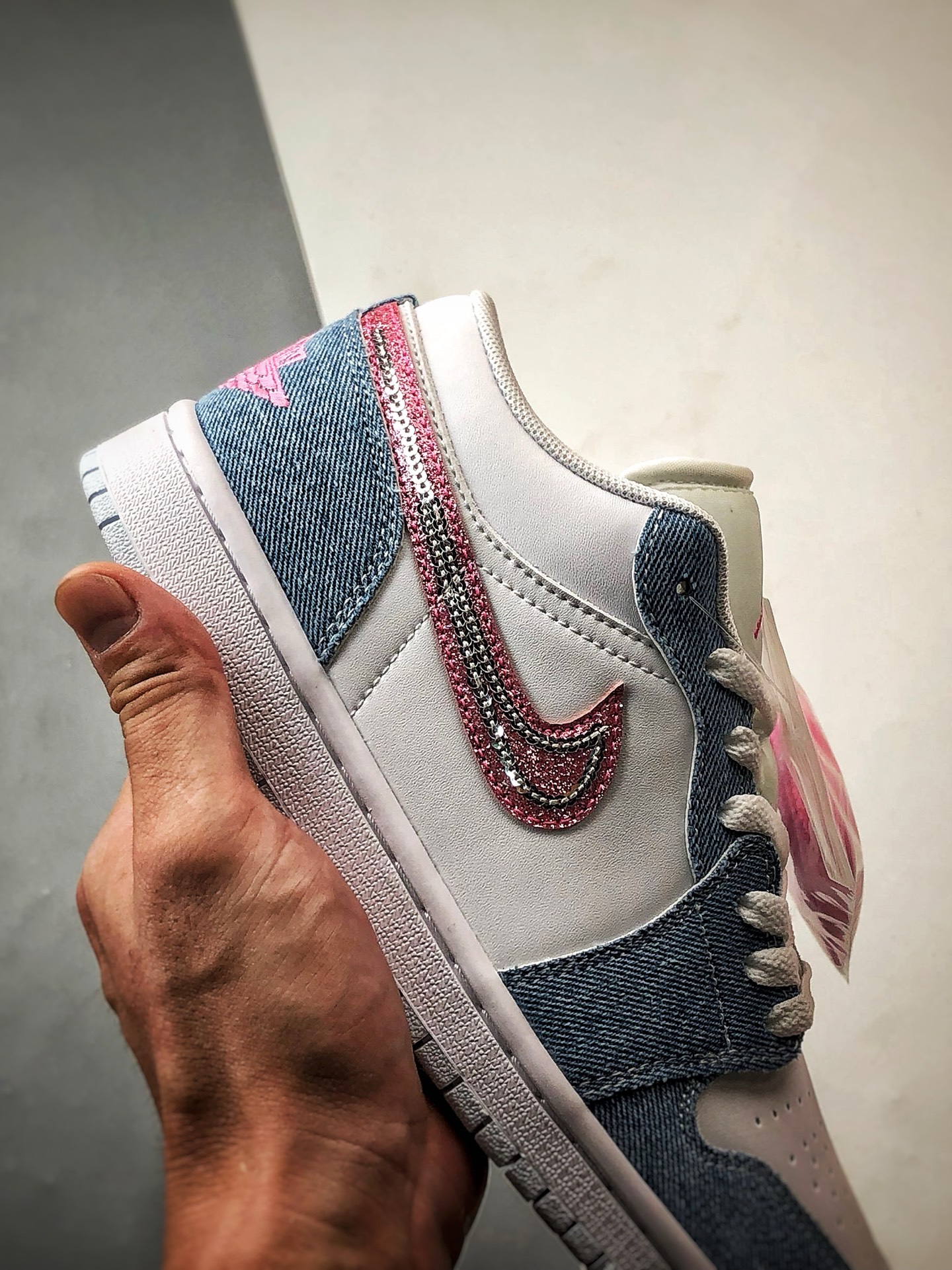 200 Air Jordan 1 Low 牛仔蓝粉钻钩  HQ2001-400