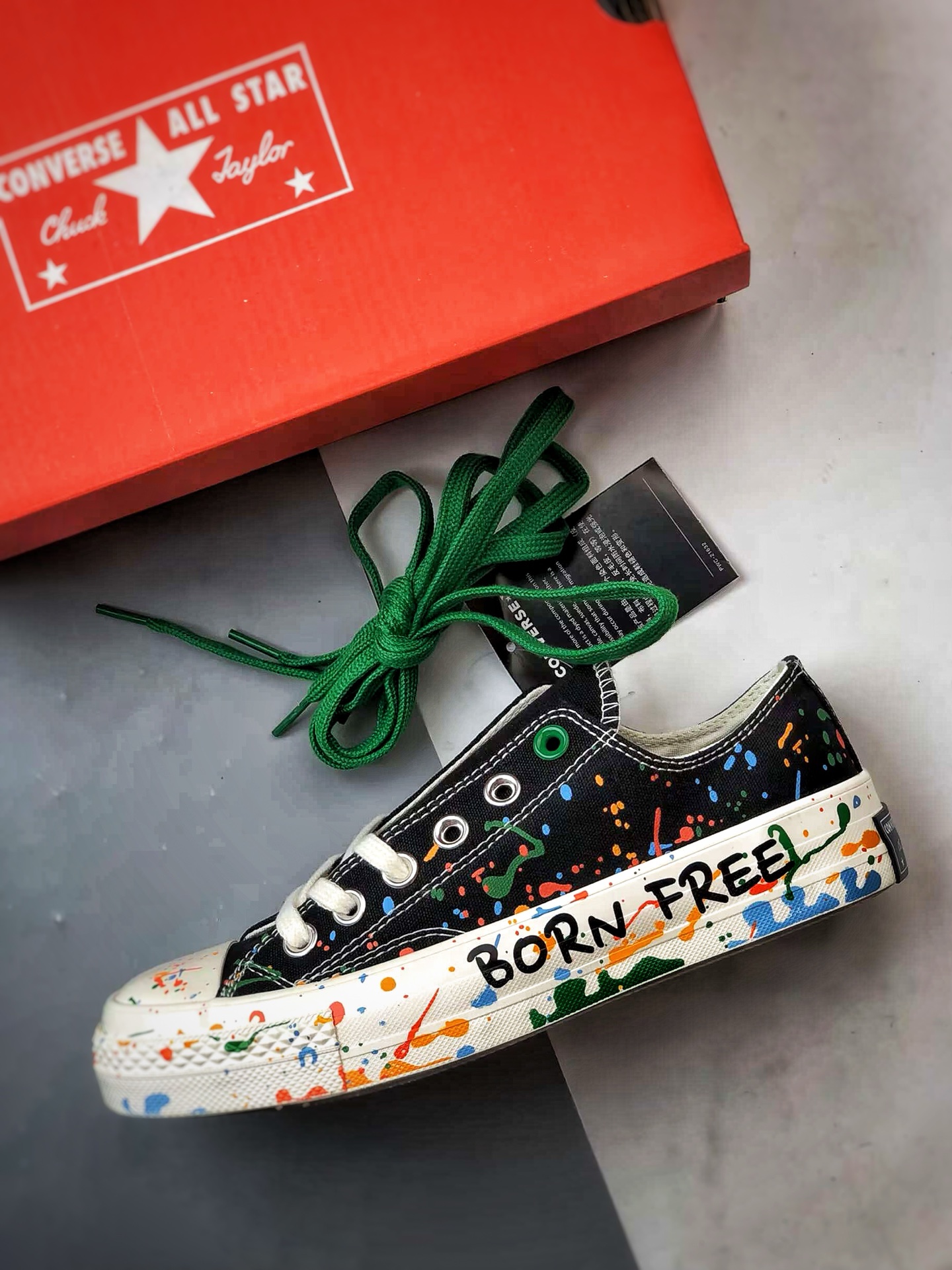 160 王源 x Converse Chuck 70 泼墨黑色 匡威携手王源联名签名款低帮帆布鞋 A18761C