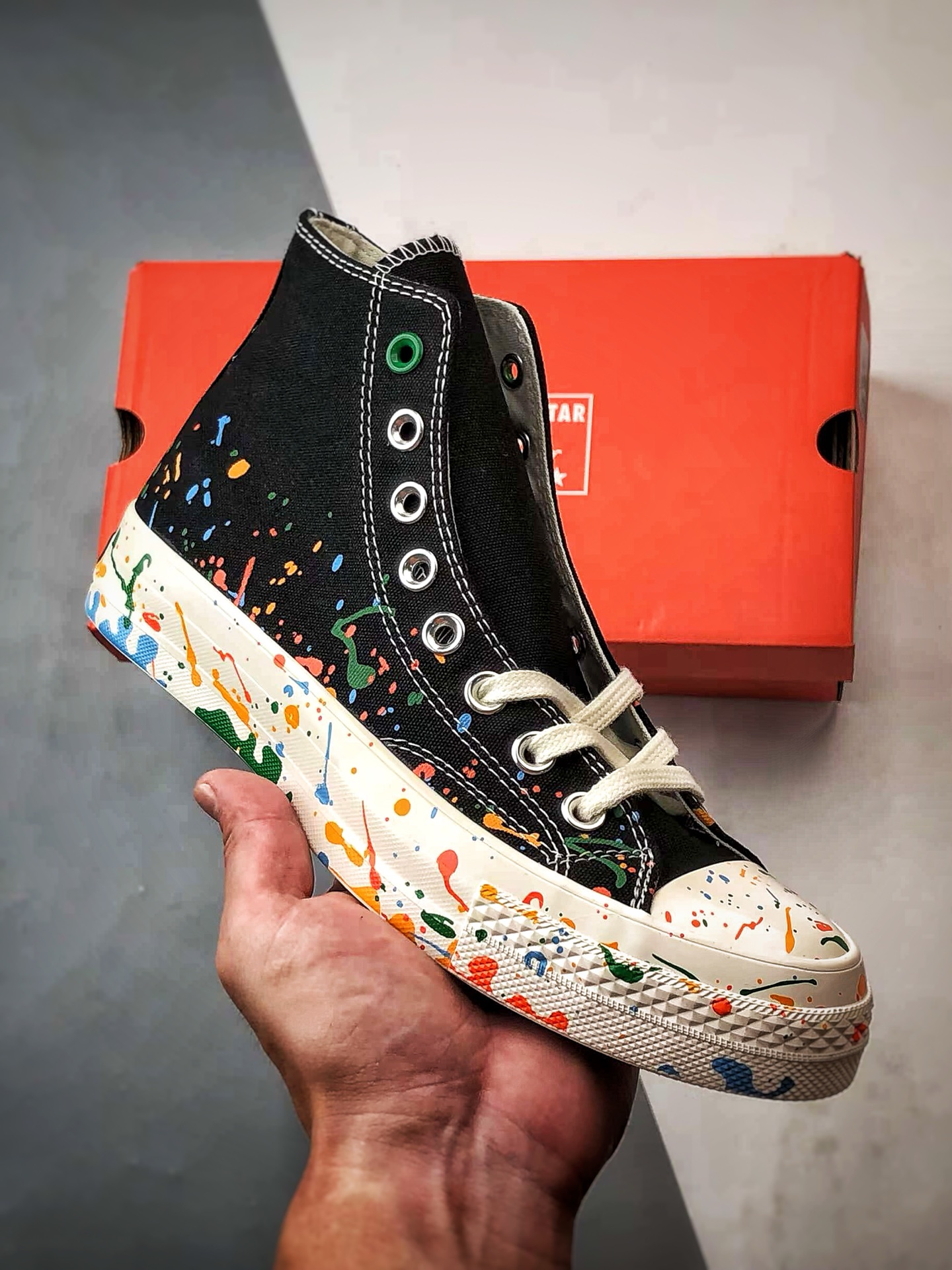 王源 x Converse Chuck 70 泼墨黑色 匡威携手王源联名签名款高帮帆布鞋 A18760C