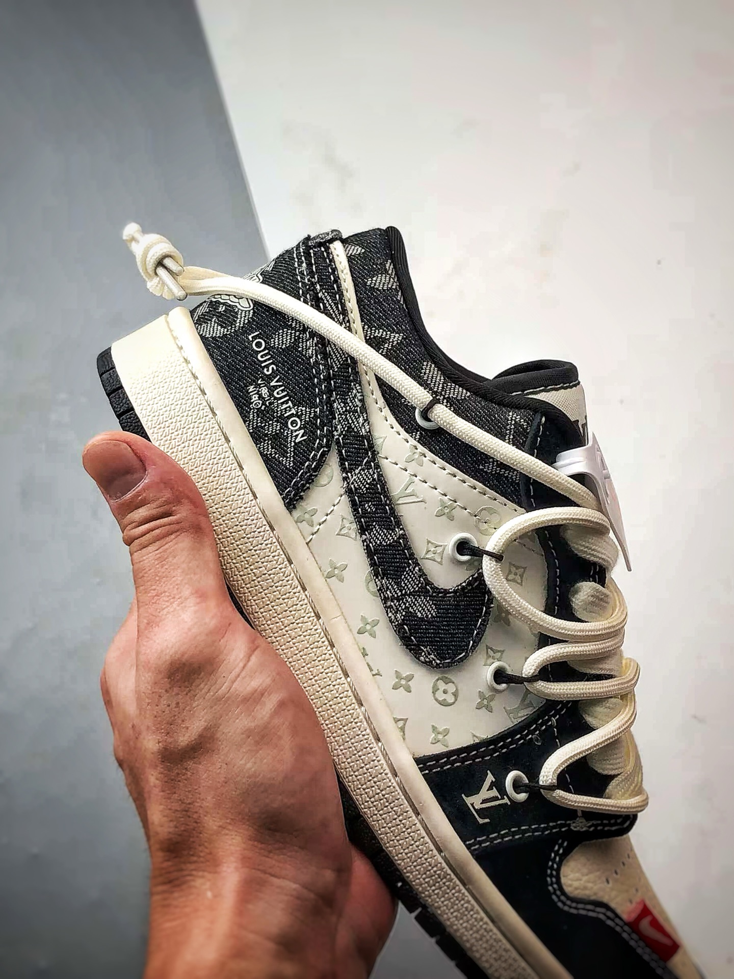 Air Jordan 1 Low ”高端定制” LV白黑牛仔拼接解构 YX5066-383