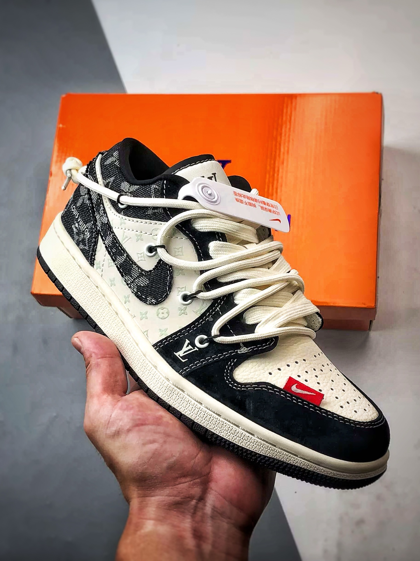 Air Jordan 1 Low ”高端定制” LV白黑牛仔拼接解构 YX5066-383