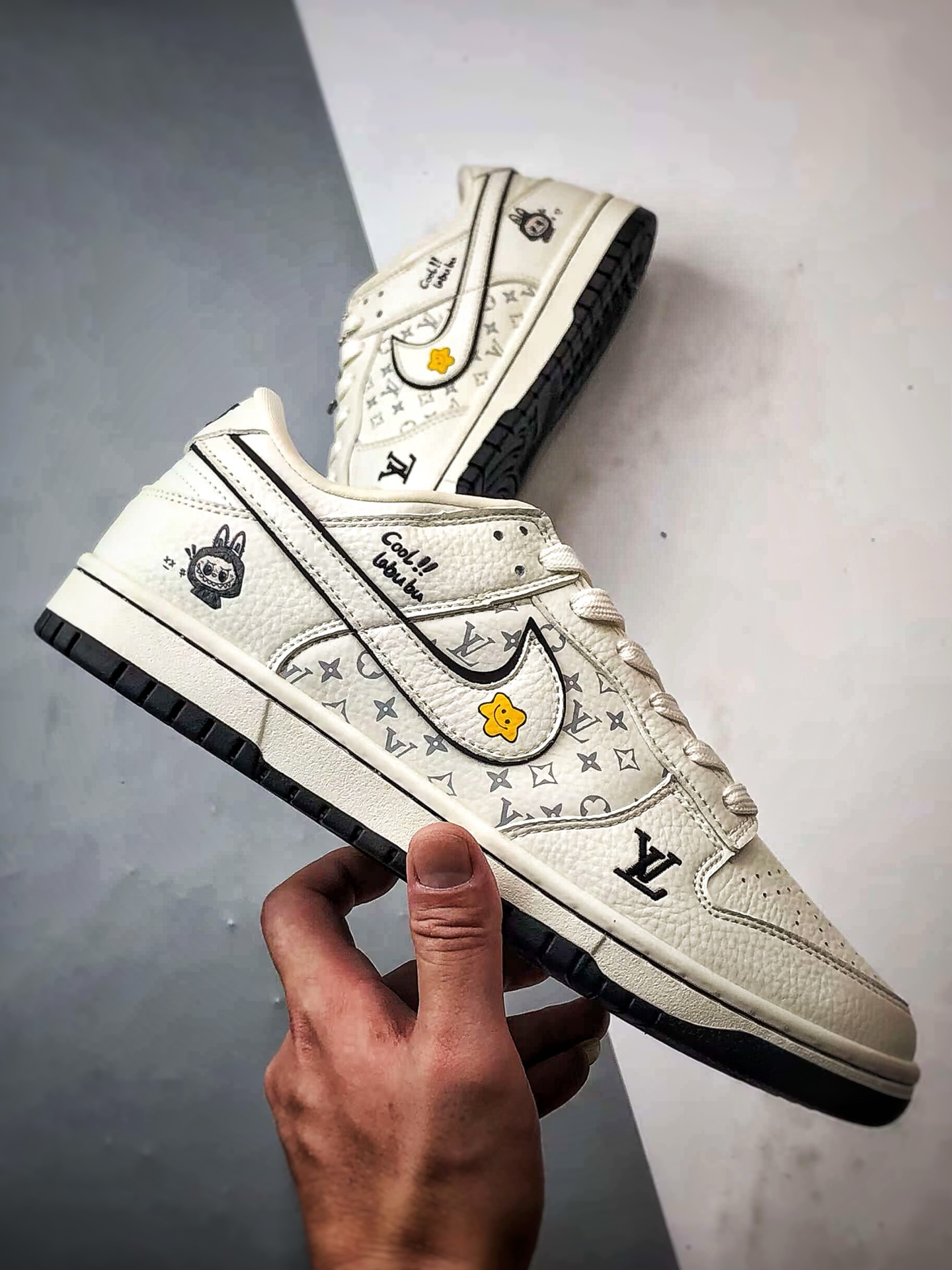 NK Dunk Low Retro ”DIY高端定制” LV拉布布白黑 低帮休闲运动板鞋 SC0601-455