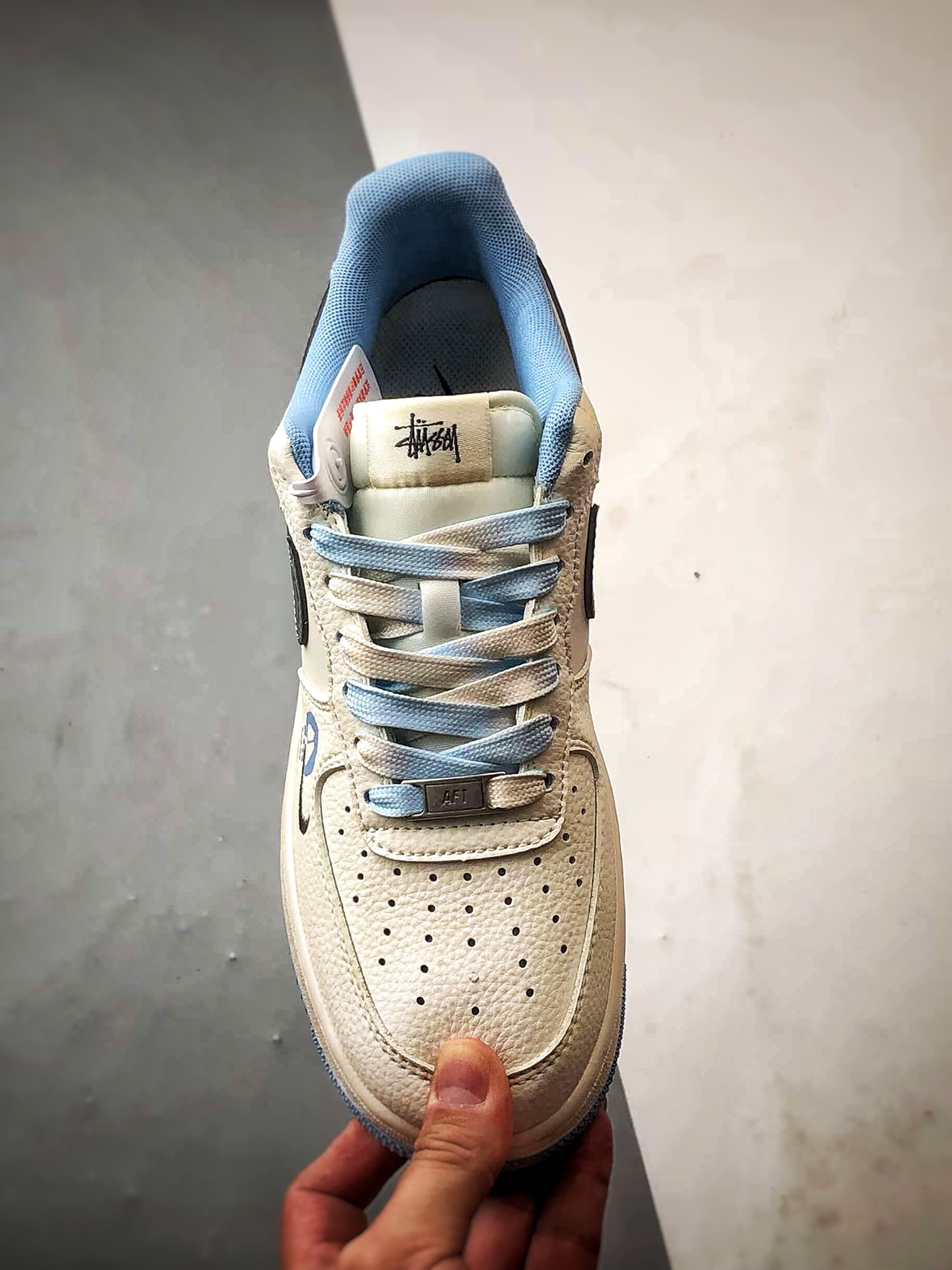 Stussy x Air Force 1 Low 米白蓝灰钩 QW5606-269