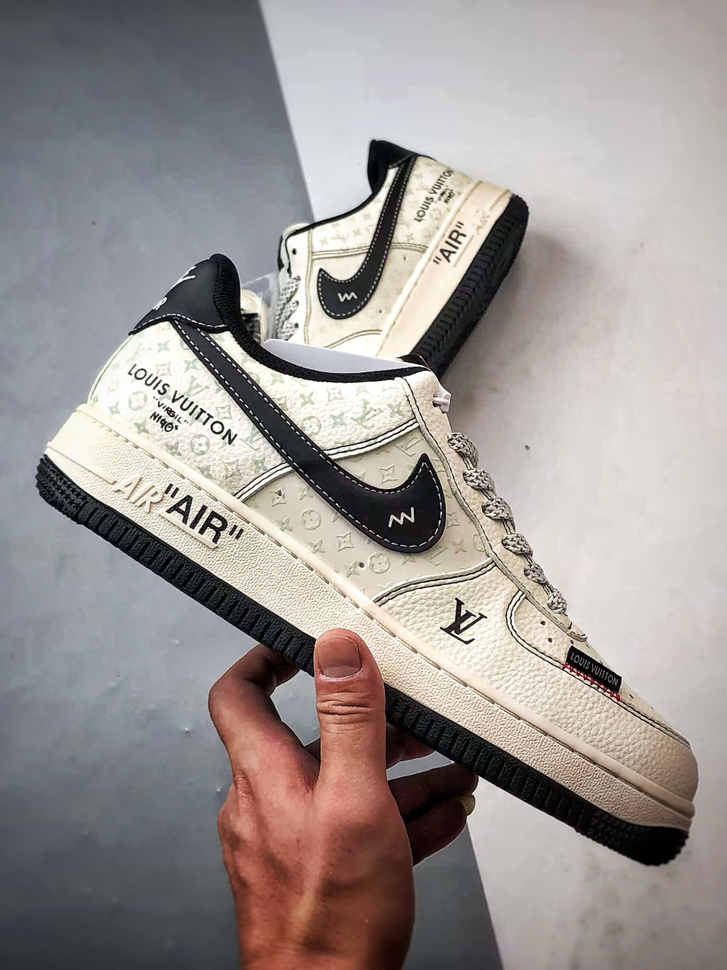 LV x Air Force 1 Low 印花米白黑 拉帮完美 CX5050-Y09