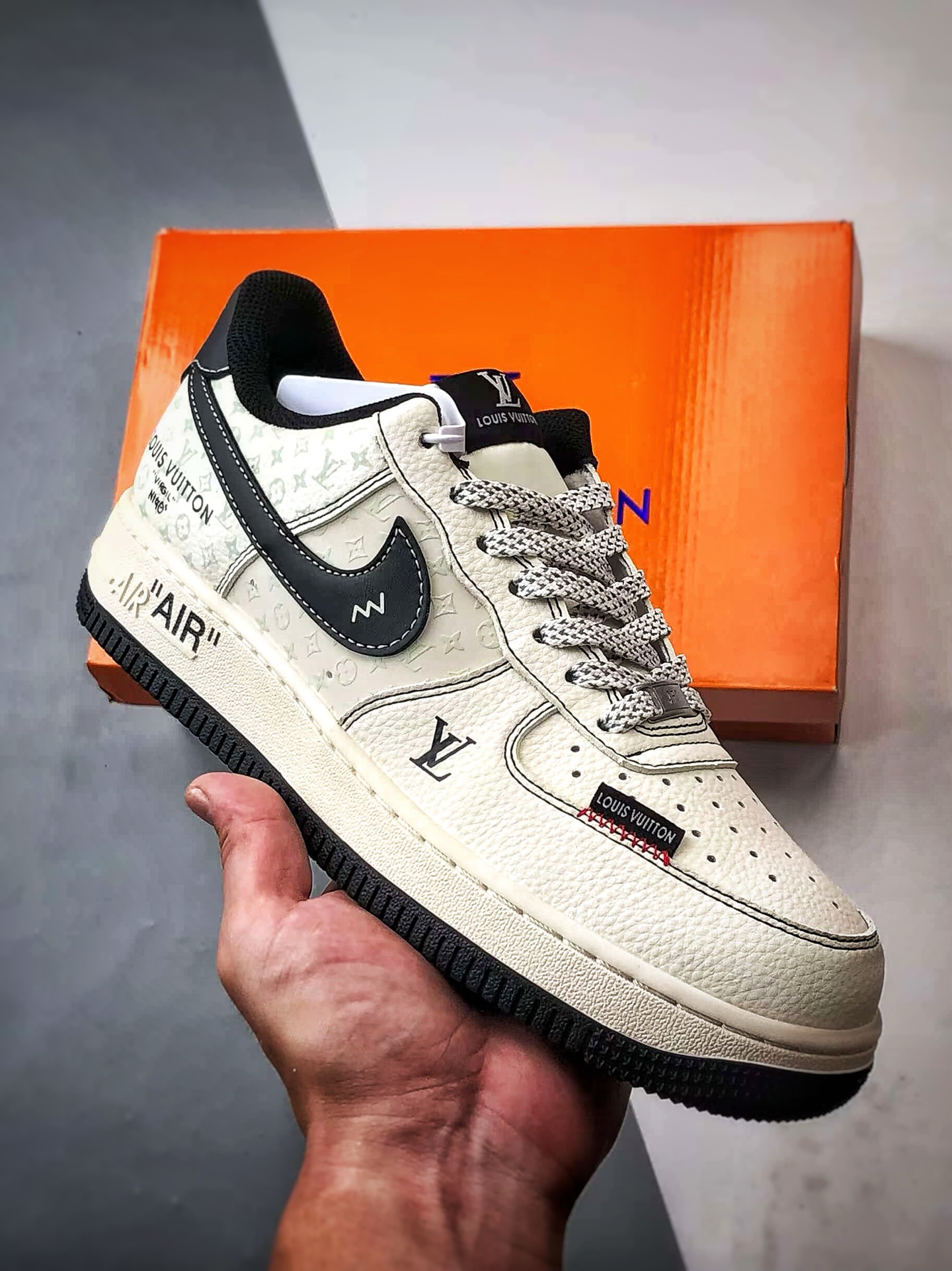 LV x Air Force 1 Low 印花米白黑 拉帮完美 CX5050-Y09