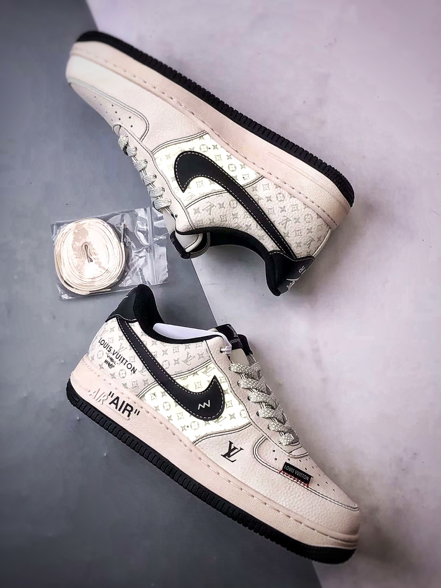 LV x Air Force 1 Low 印花米白黑 拉帮完美 CX5050-Y09