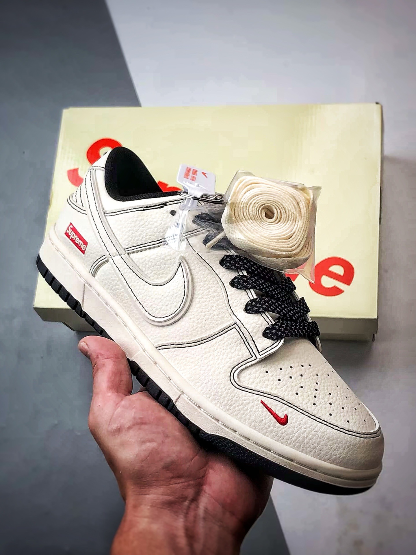 NK Dunk Low Retro ”DIY高端定制” Sup米白黑小红钩 低帮休闲运动板鞋 HH7518-098