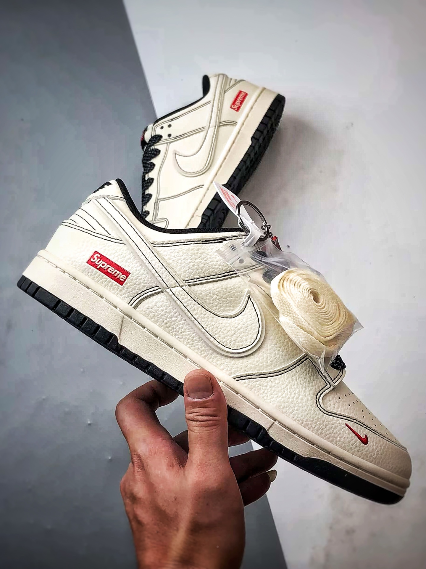 NK Dunk Low Retro ”DIY高端定制” Sup米白黑小红钩 低帮休闲运动板鞋 HH7518-098