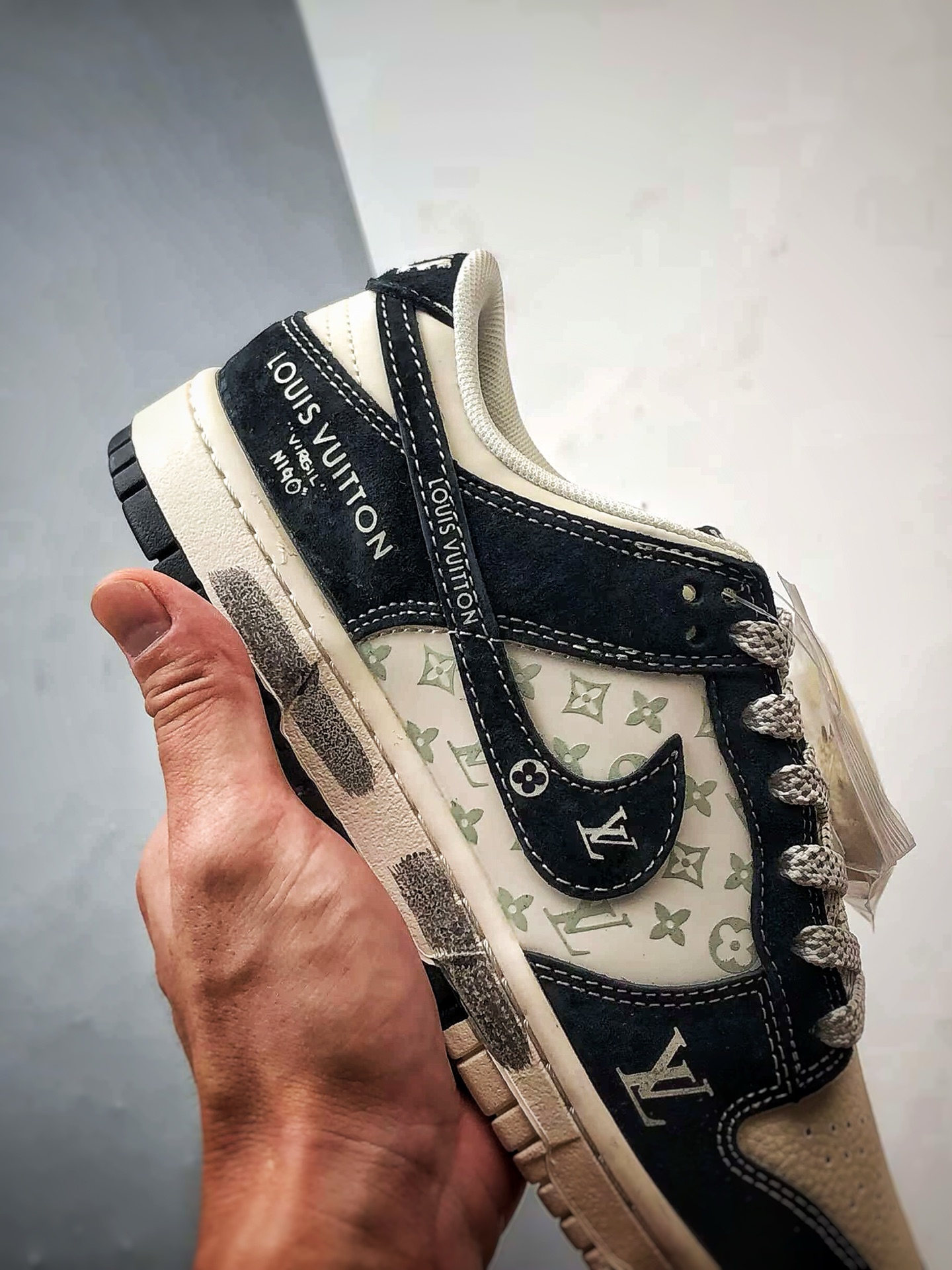 NK Dunk Low Retro ”DIY高端定制” LV印花米白黑 低帮休闲运动板鞋 CX5050-Y03