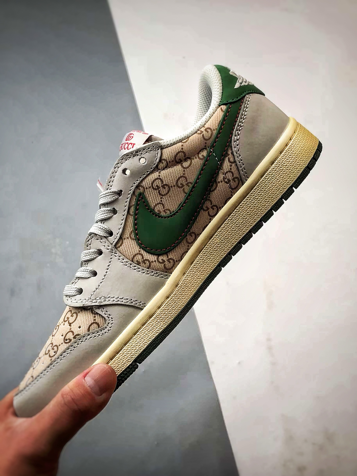 Air Jordan 1 Low ”高端定制” 古驰老花灰棕绿倒钩 DZ5899-001