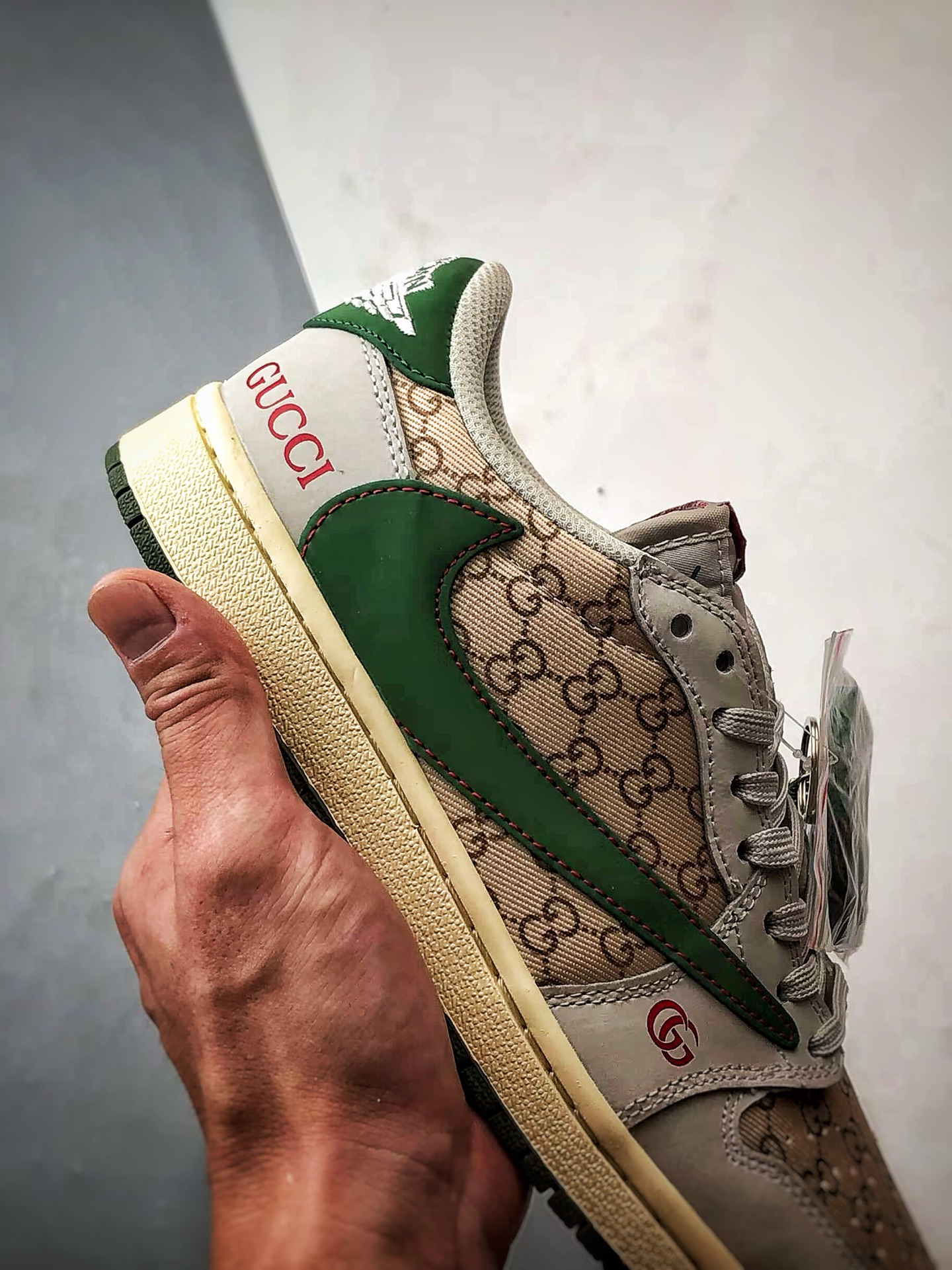 Air Jordan 1 Low ”高端定制” 古驰老花灰棕绿倒钩 DZ5899-001