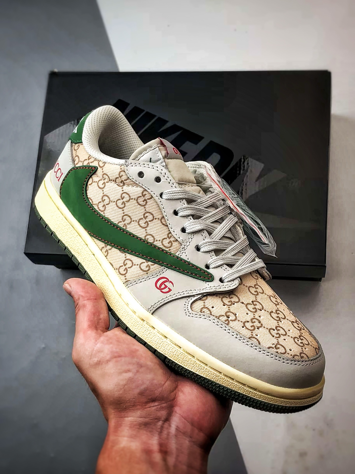 Air Jordan 1 Low ”高端定制” 古驰老花灰棕绿倒钩 DZ5899-001