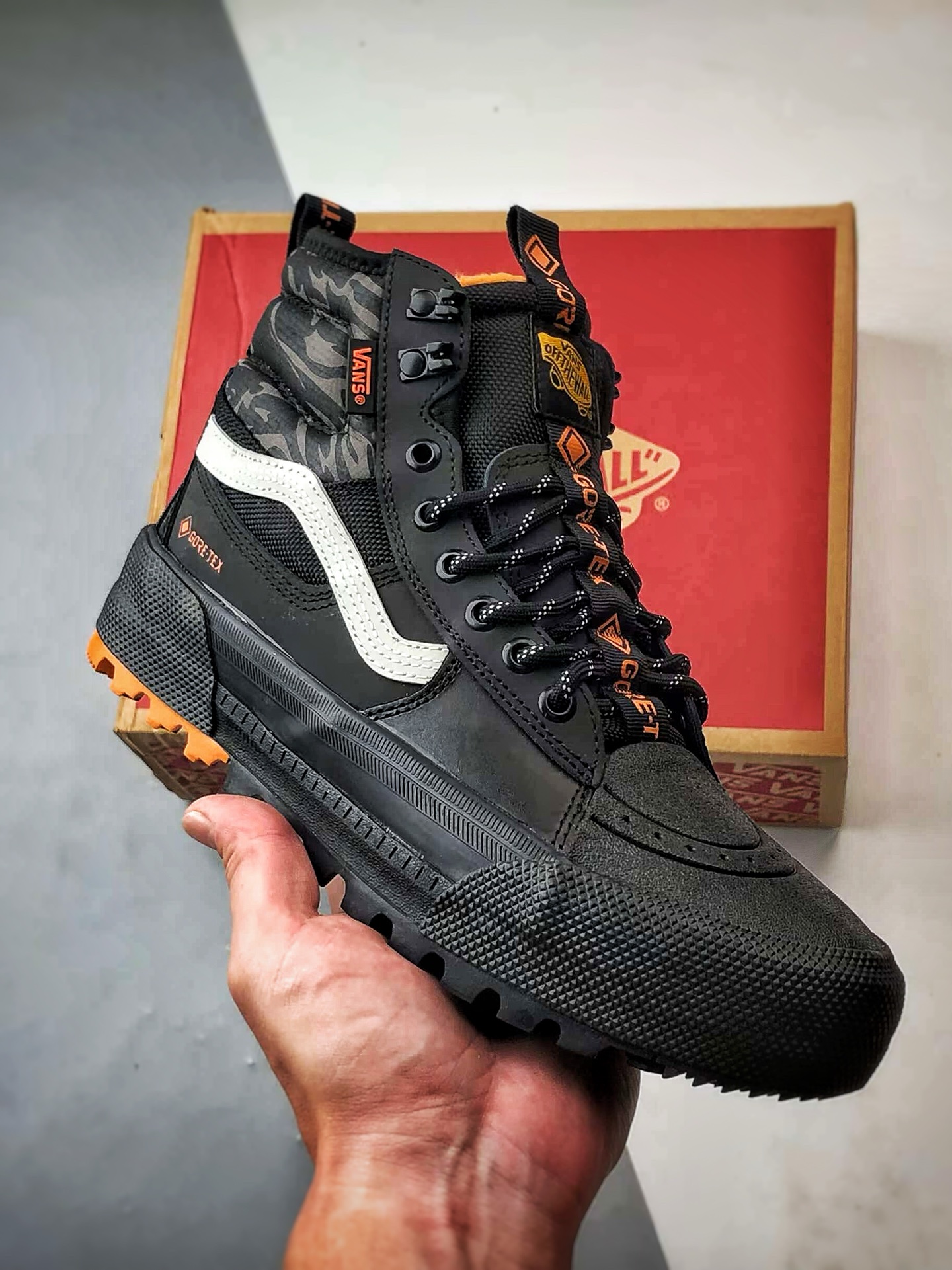 Vans SK8 Gore-Tex Mte-3 黑白橙 万斯官方新品 高帮越野户外靴