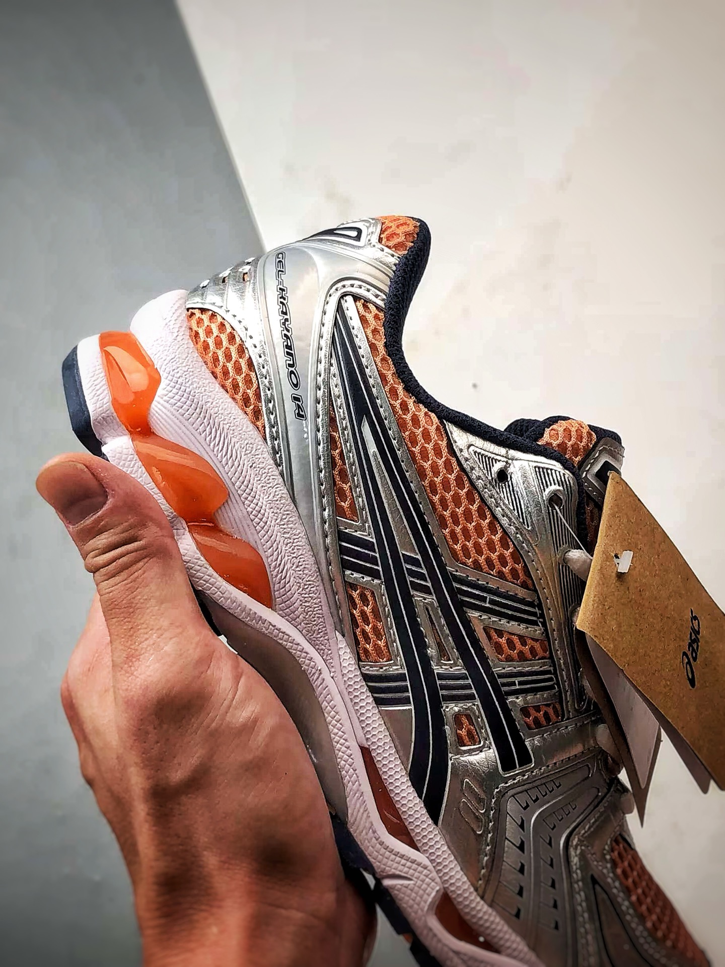 200 Asics Gel-Kayano 14 银橙色 亚瑟士14代 纳米纤维气垫百搭休闲运动慢跑鞋 1203A537-201