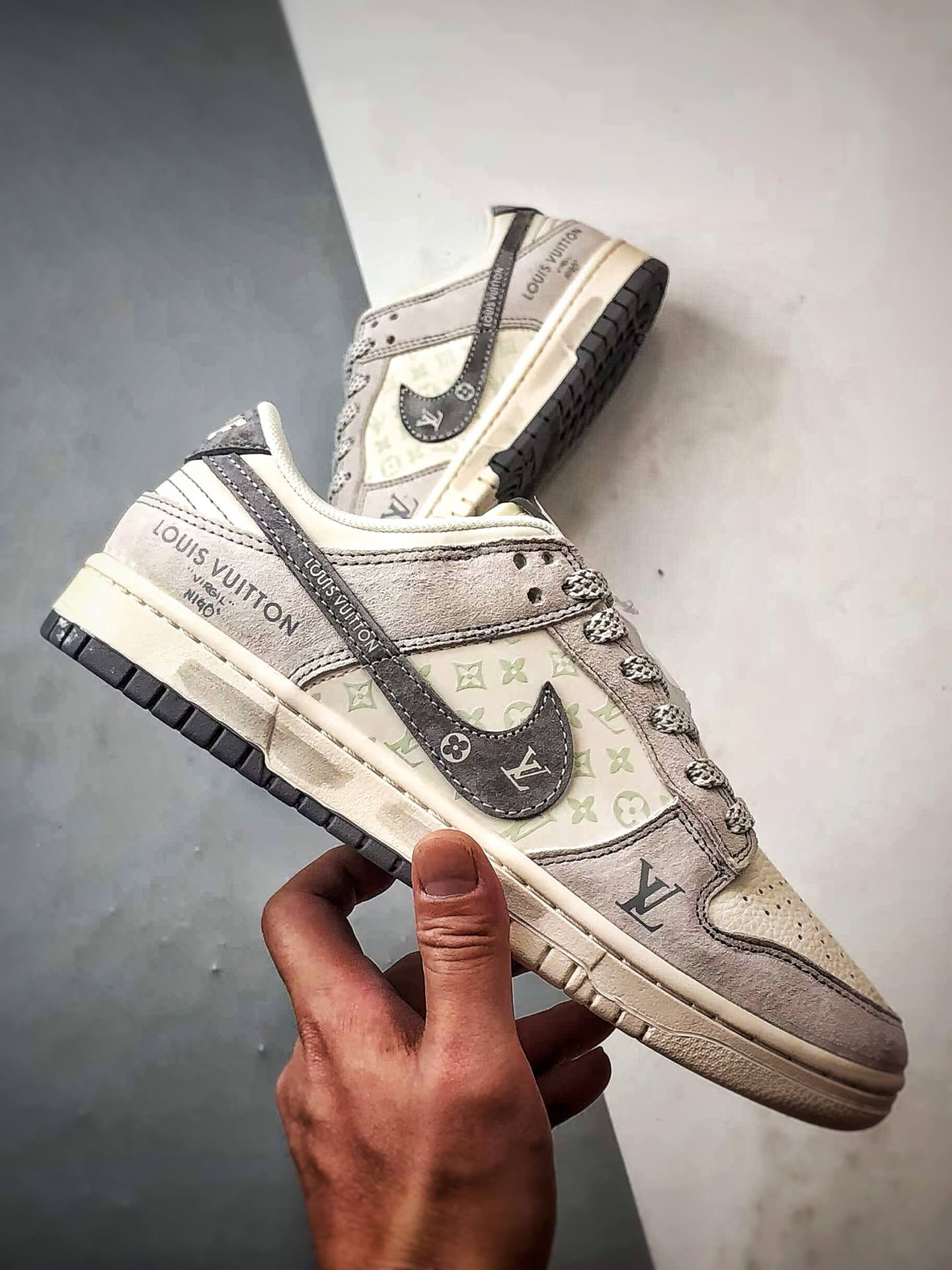 290 NK Dunk Low Retro ”DIY高端定制” LV印花米白灰 低帮休闲运动板鞋 CX5050-Y02