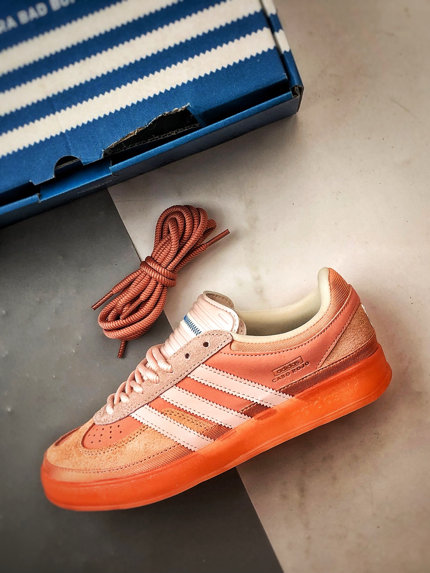 160 Bad Bunny x AD Originals Gazelle Indoor 红棕色 联名款三叶草复古休闲运动板鞋 JS5052