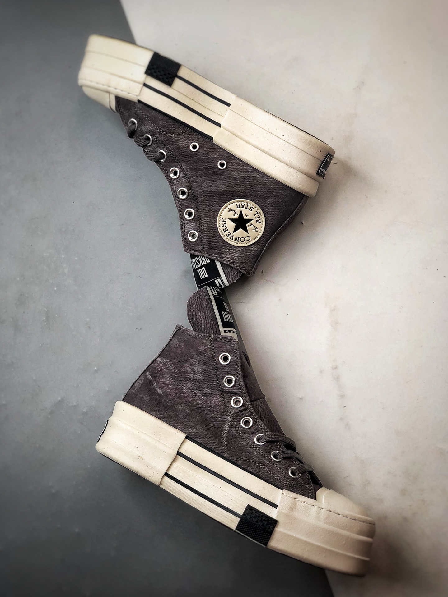 180 Rick Owens DRKSHDW x Converse Chuck 70 DBL Drksta 做旧灰 简约潮流高帮休闲帆布鞋 A06755C