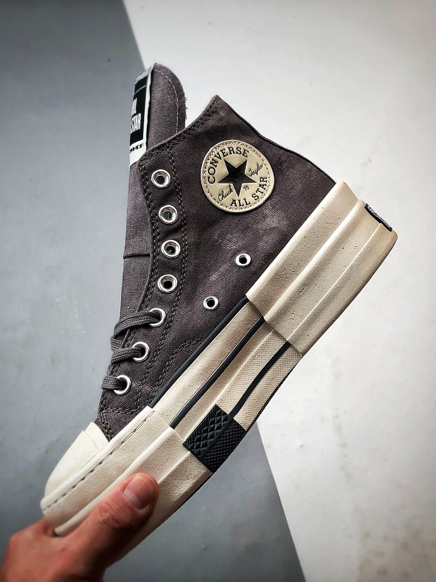 180 Rick Owens DRKSHDW x Converse Chuck 70 DBL Drksta 做旧灰 简约潮流高帮休闲帆布鞋 A06755C