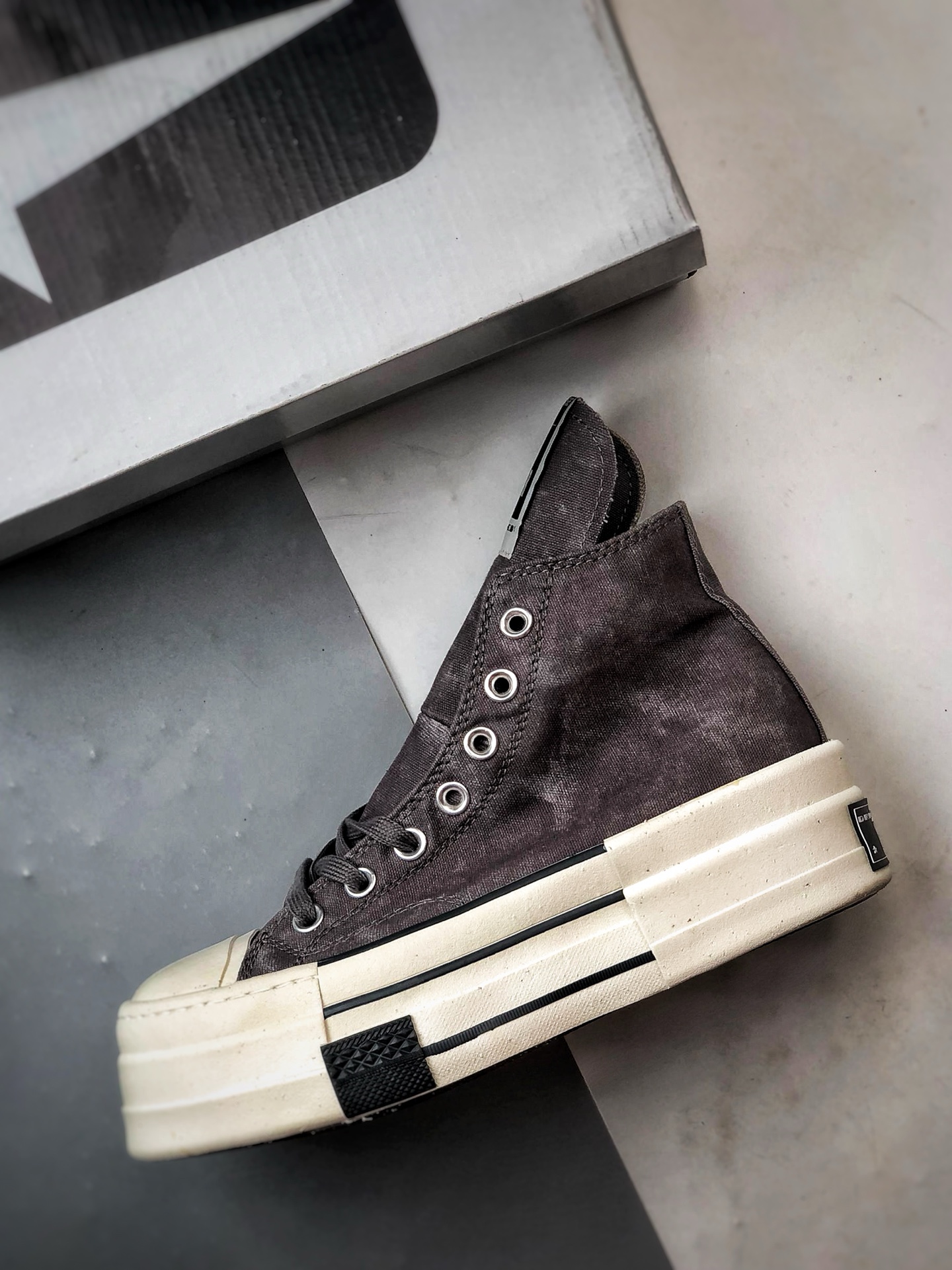 180 Rick Owens DRKSHDW x Converse Chuck 70 DBL Drksta 做旧灰 简约潮流高帮休闲帆布鞋 A06755C