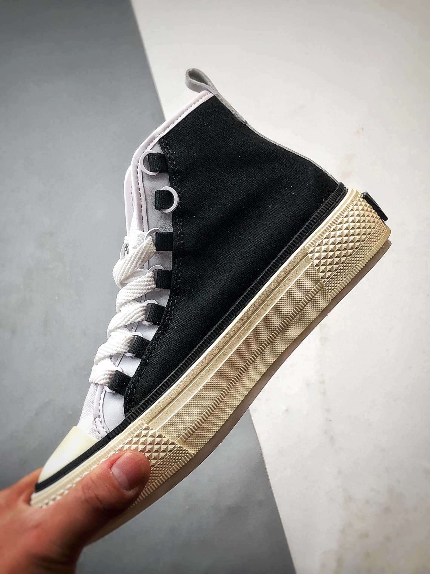 220 AMIRI Ma Court Hi 黑白拼接 埃米尔厚底刺绣复古情侣休闲鞋 AMFOSR1099-004