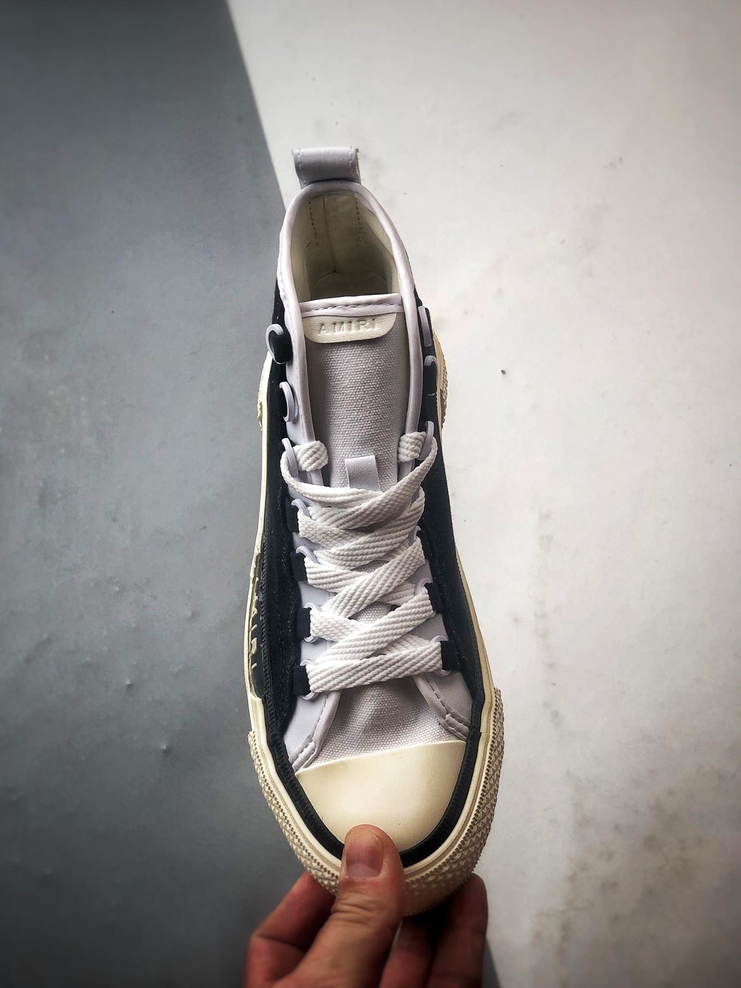 220 AMIRI Ma Court Hi 黑白拼接 埃米尔厚底刺绣复古情侣休闲鞋 AMFOSR1099-004