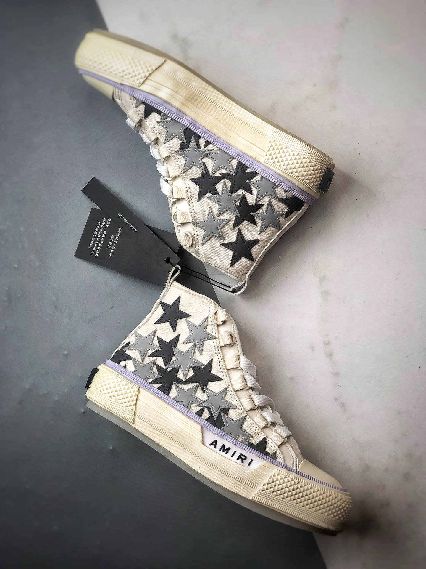 220 AMIRI Court Hi 灰白星星拼接 埃米尔情侣款星星复古休闲滑板鞋 PS24MFS015-030-Chinese UA Cheap High Quatity Brand Clothes Bags handbags Sneakers wholesale wholesaler seller from China Factory suppliers Fashion Clothing Shoes best Quality Beautiful Price 220 AMIRI Court Hi 灰白星星拼接 埃米尔情侣款星星复古休闲滑板鞋 PS24MFS015-030