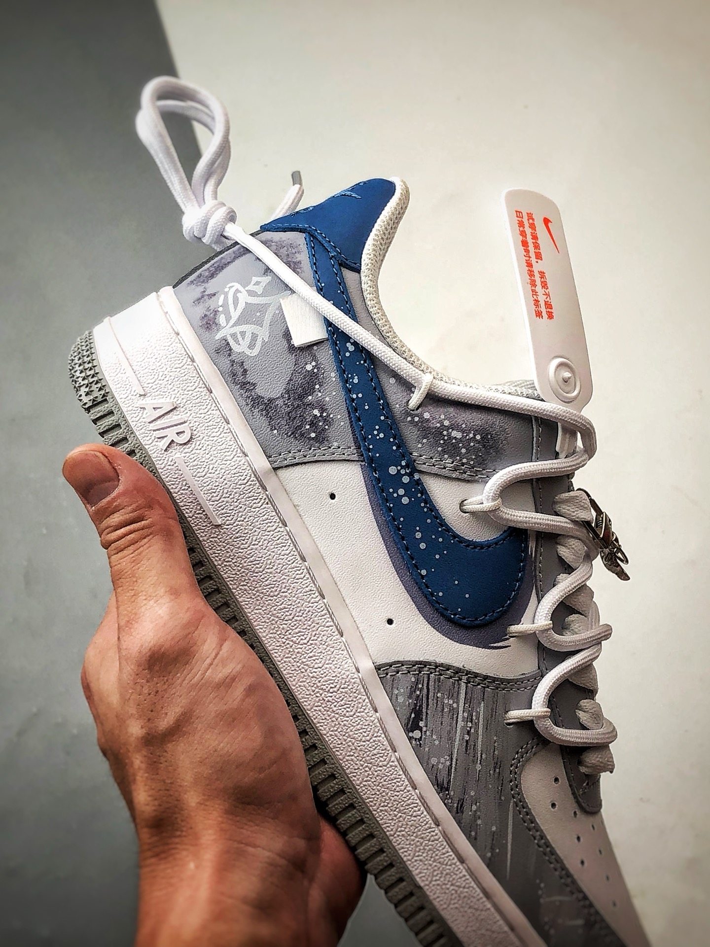 280 定制球鞋 Air Force 1 Low 繁星似点 白灰蓝解构 经典休闲运动板鞋 ZH0316-099