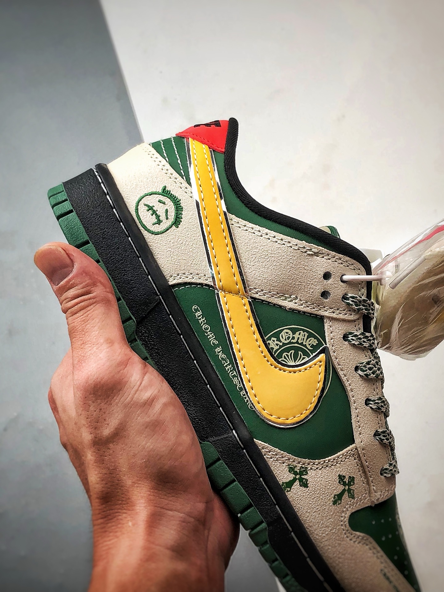 290 NK Dunk Low Retro ”DIY高端定制” 克罗心印花灰绿黄钩 低帮休闲运动板鞋 DG2025-002