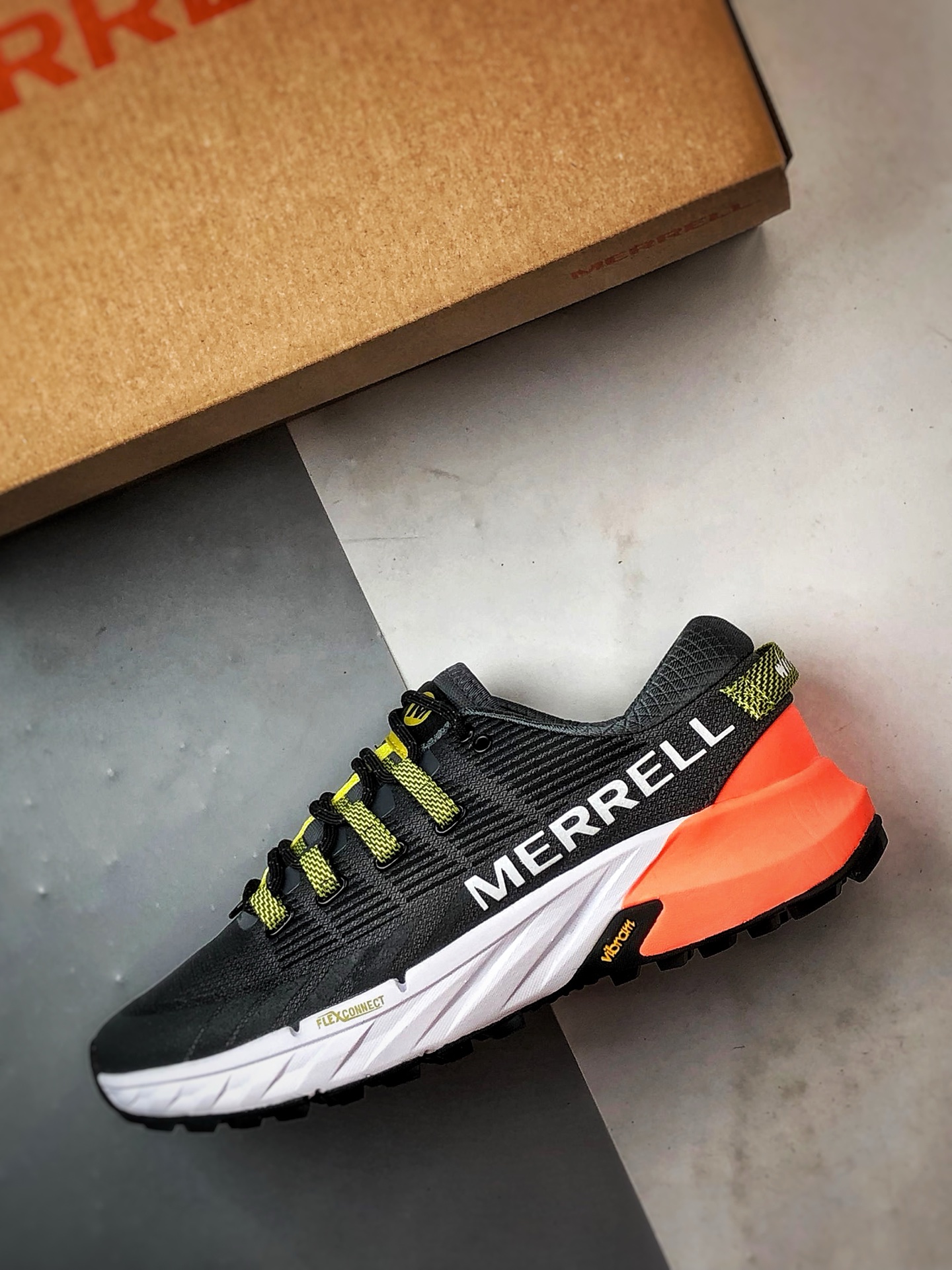 190 Merrell迈乐 Agility Peak 4 黑橙 简约舒适蜂鸟户外织物透气越野跑步鞋