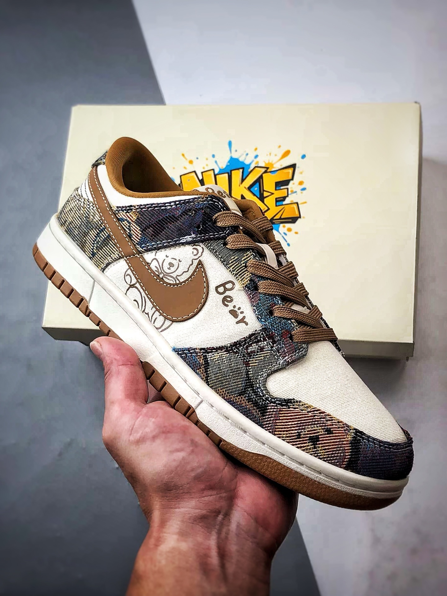 290 NK Dunk Low Retro ”DIY高端定制” 复古织布小熊白棕 低帮休闲运动板鞋 SC0601-459