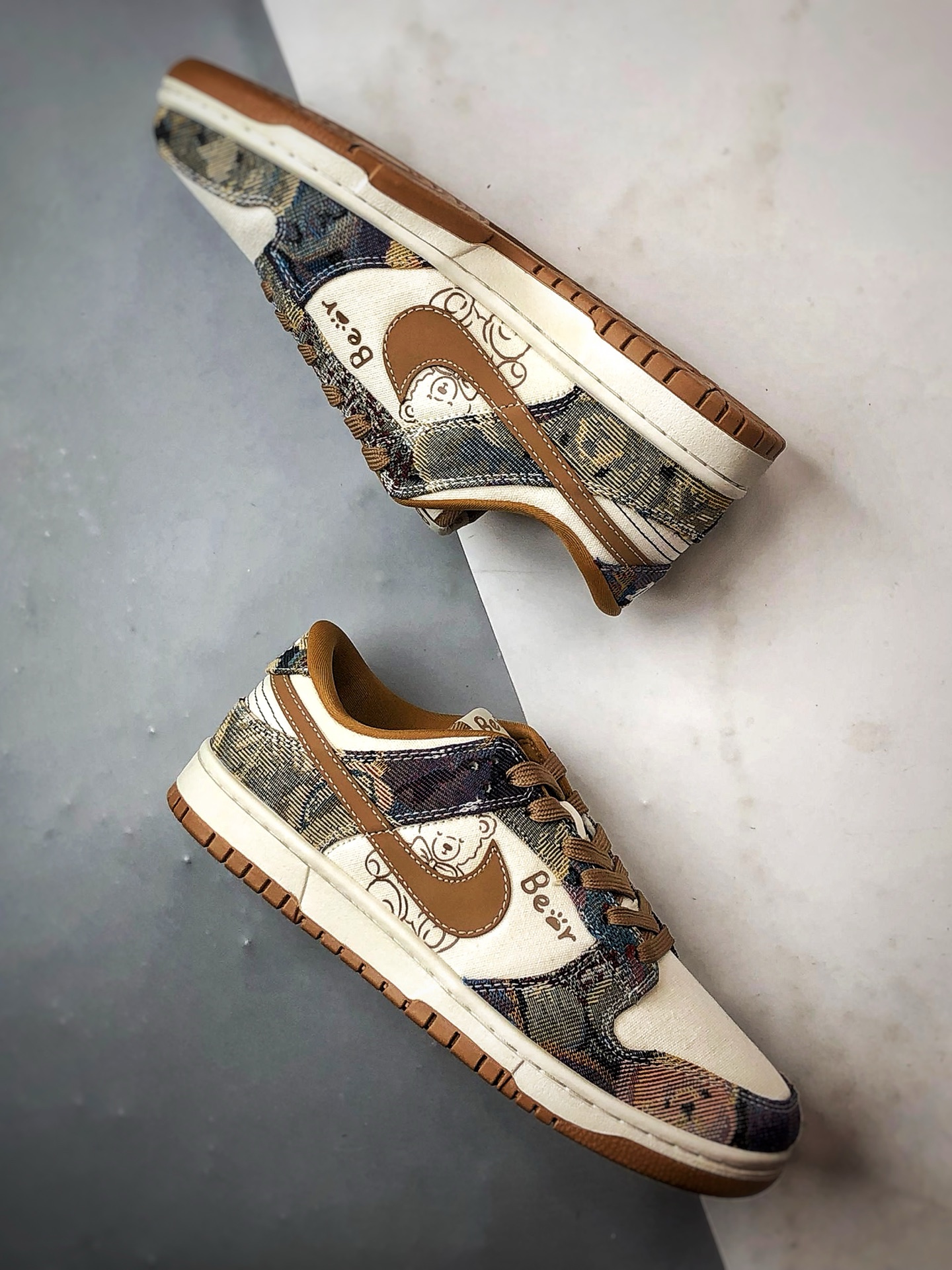 290 NK Dunk Low Retro ”DIY高端定制” 复古织布小熊白棕 低帮休闲运动板鞋 SC0601-459