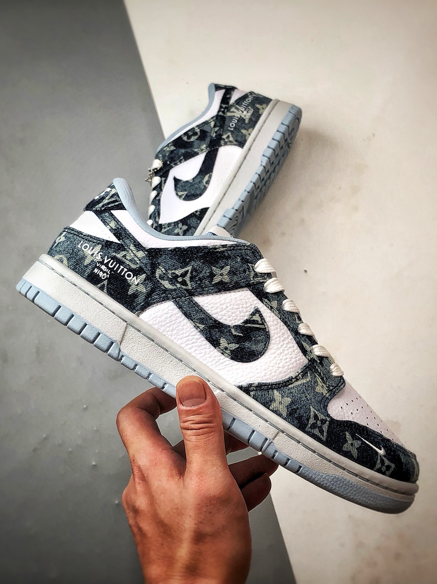 NK Dunk Low Retro ”DIY高端定制” LV印花扎染牛仔 低帮休闲运动板鞋 SC0601-475