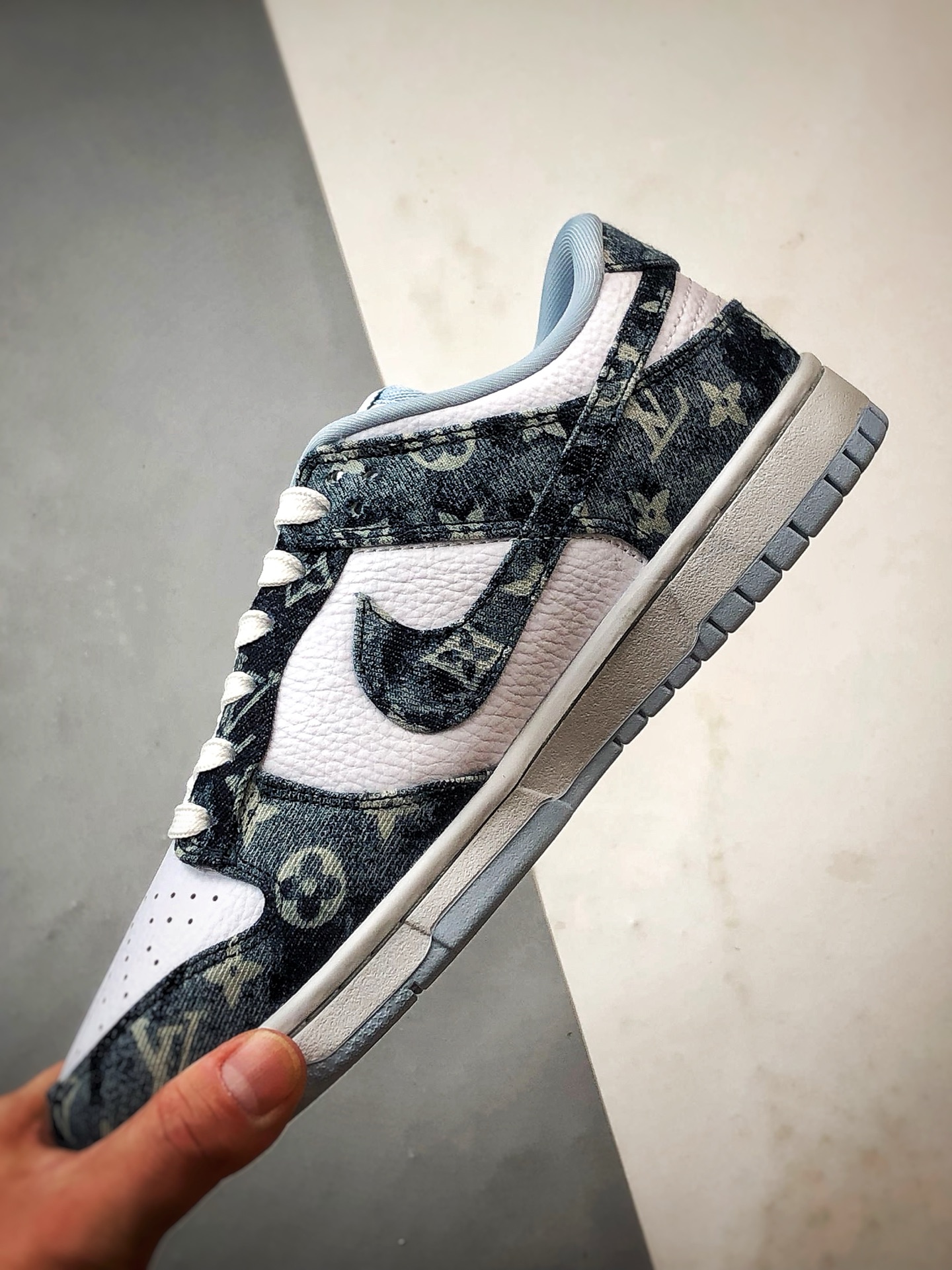 NK Dunk Low Retro ”DIY高端定制” LV印花扎染牛仔 低帮休闲运动板鞋 SC0601-475
