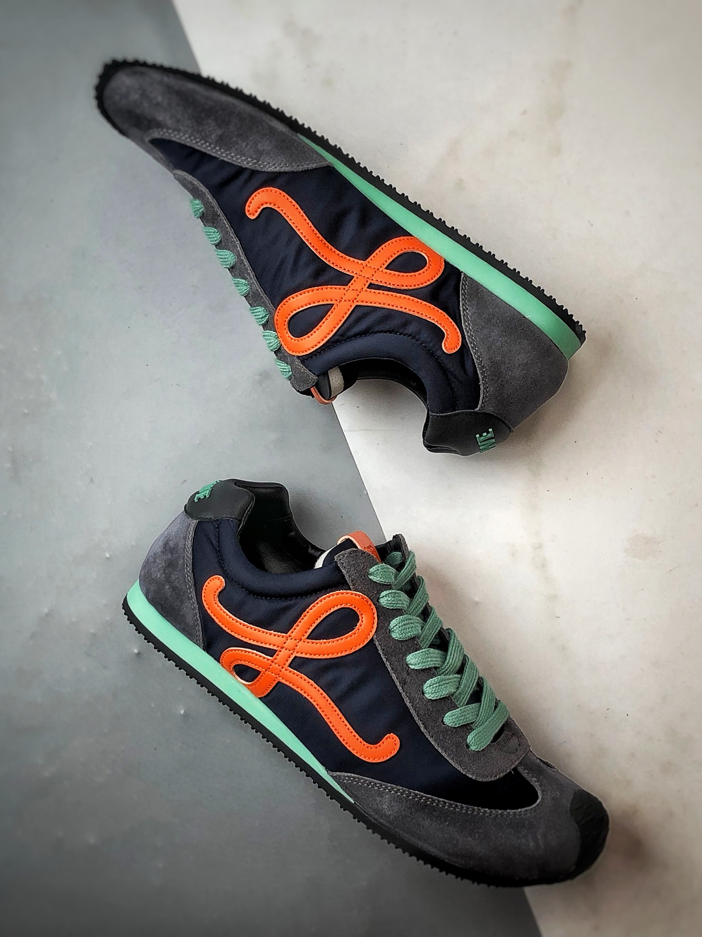 280 Loewe罗意威 Ballet Runner 2.0 灰蓝橙 复古薄底芭蕾舞风百搭运动休闲鞋