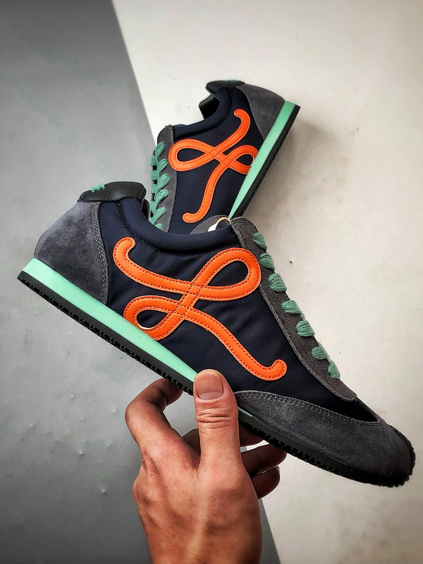 280 Loewe罗意威 Ballet Runner 2.0 灰蓝橙 复古薄底芭蕾舞风百搭运动休闲鞋