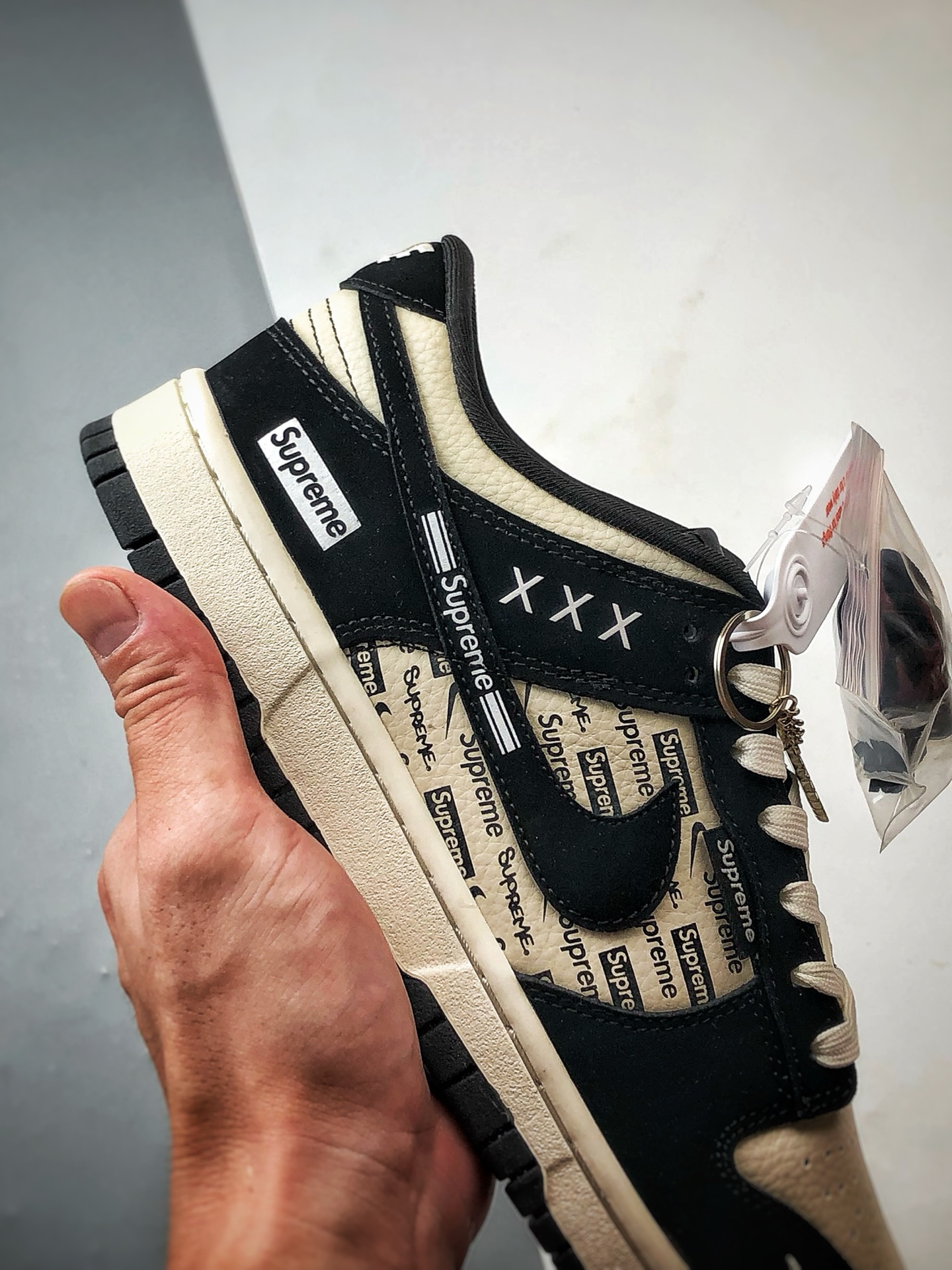 NK Dunk Low Retro ”DIY高端定制” Sup印花米黑 低帮休闲运动板鞋 DS6608-013