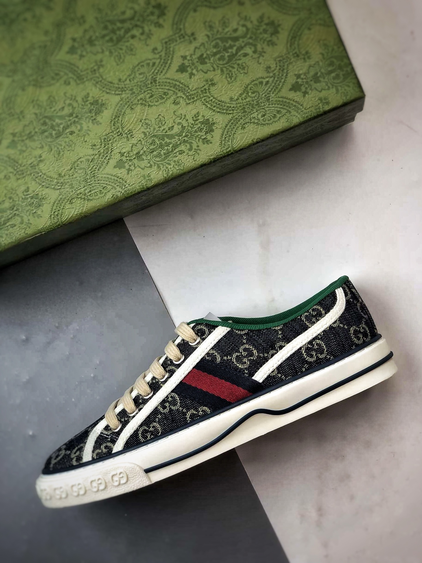 280 纯原级别 福利特价 G家 Tennis 1977 Print Sneaker 深蓝色 低帮帆布印花复古时尚休闲运动板鞋