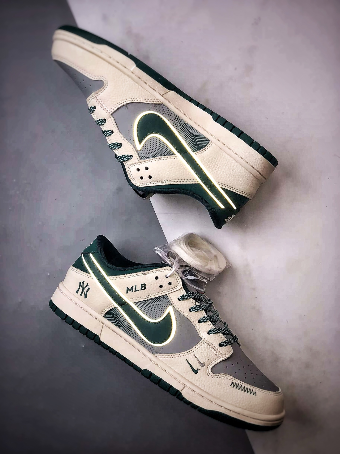 NK Dunk Low Retro ”DIY高端定制” MLB米灰绿 低帮休闲运动板鞋 SJ2025-001