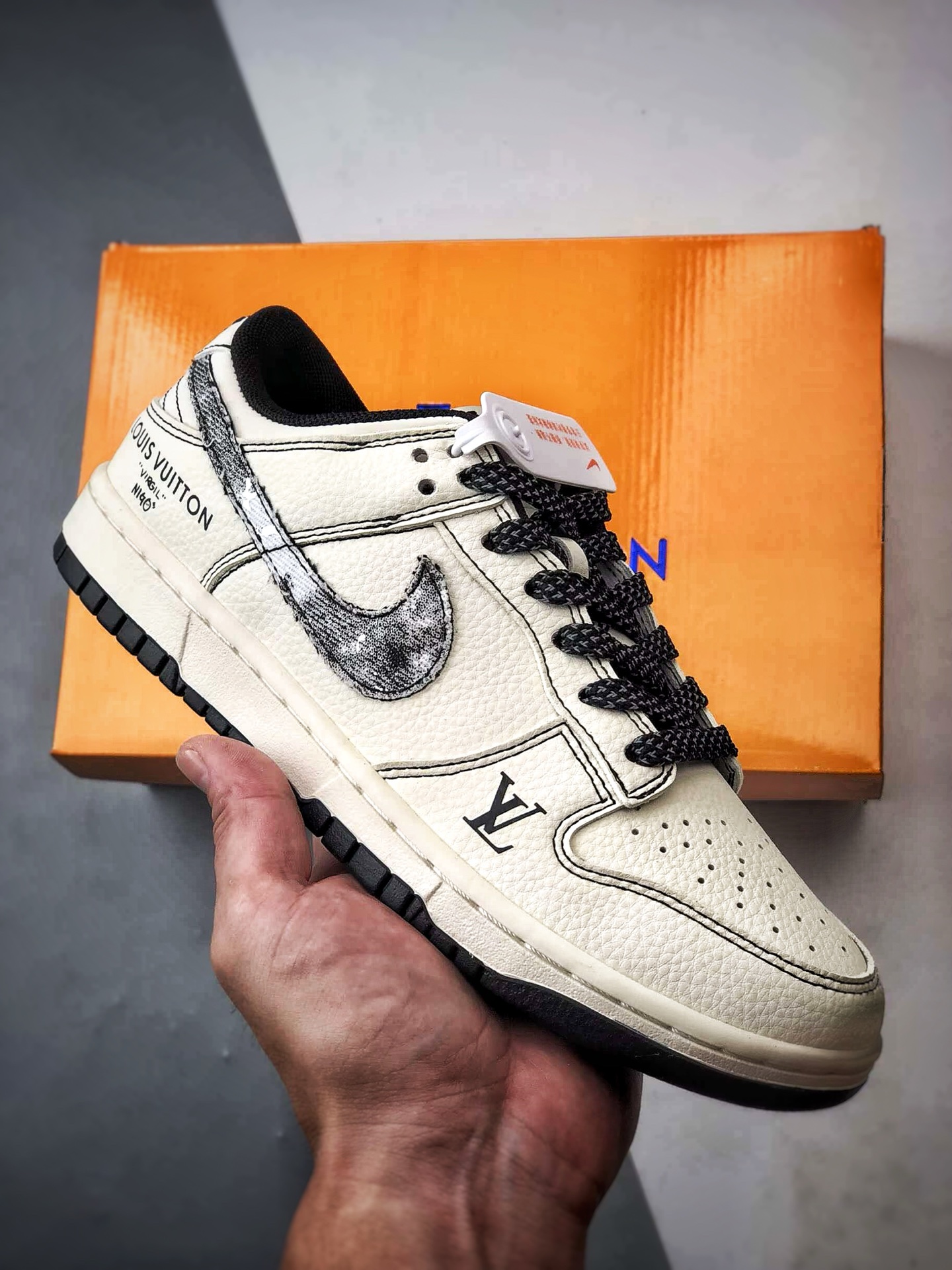 Air Jordan 1 Low ”高端定制” LV米白黑织布钩 JP1648-027
