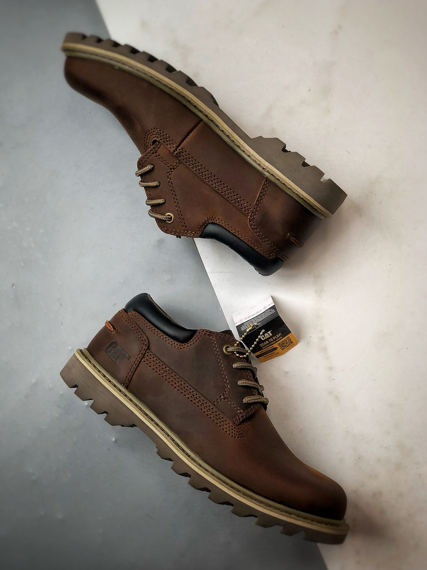 280 CAT/卡特 硬汉推土机品牌 户外工装轻底低帮休闲系带大黄靴 P726563