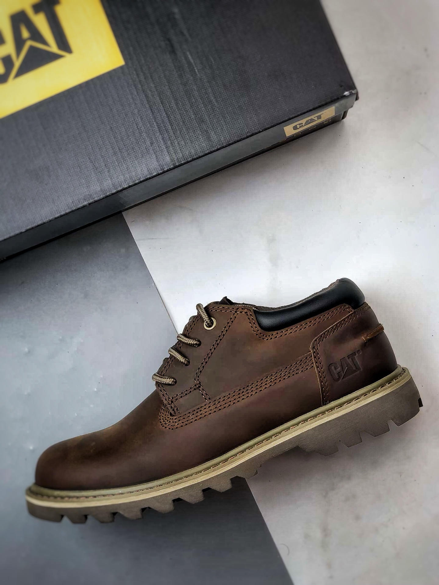 280 CAT/卡特 硬汉推土机品牌 户外工装轻底低帮休闲系带大黄靴 P726563