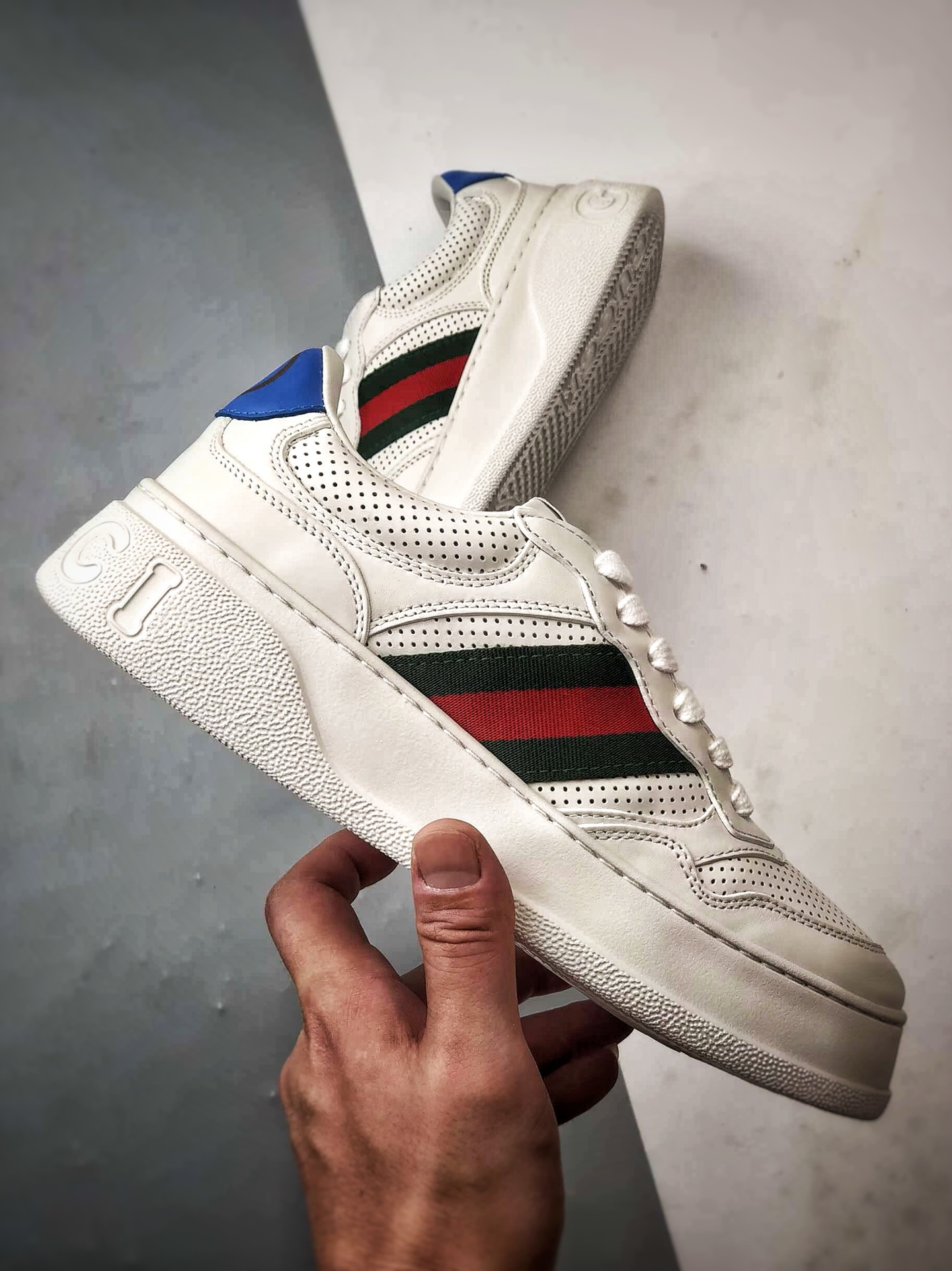 480 Chunky B Sneaker系列 白红绿 低帮厚底增高休闲时尚饼干鞋