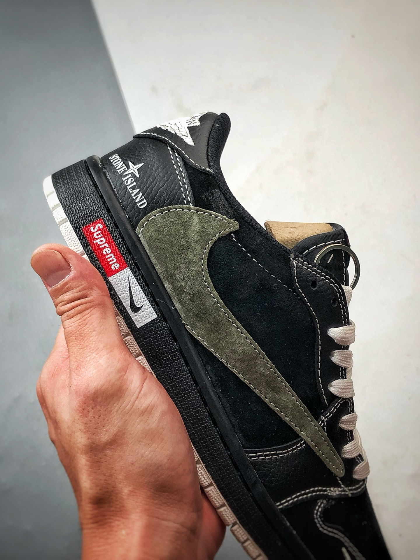 Air Jordan 1 Low ”高端定制” 石头岛Sup黑墨绿倒钩 DZ5899-025