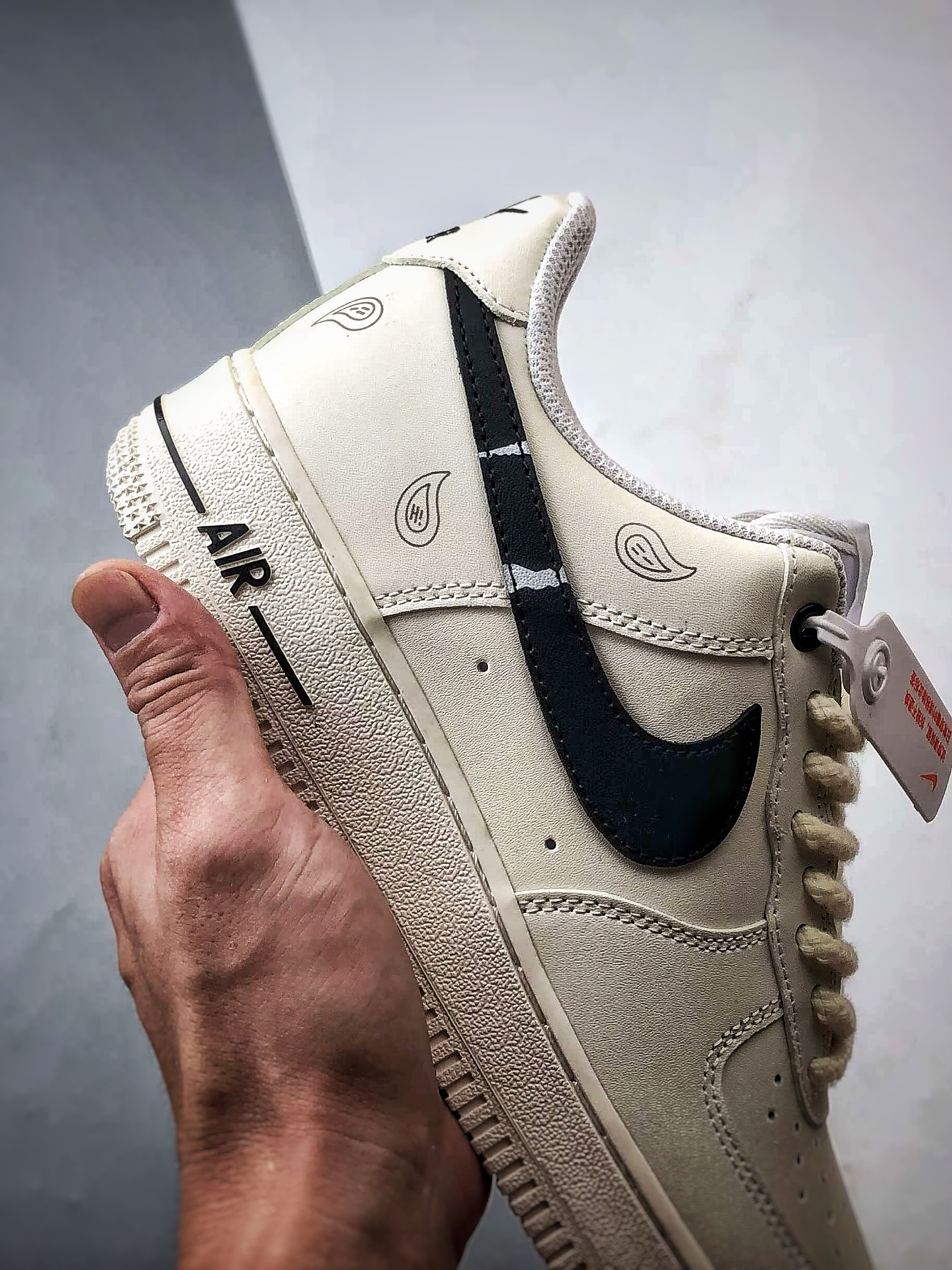 定制球鞋 Air Force 1 Low 佩斯利 米黑 经典休闲运动板鞋 ZH0316-128