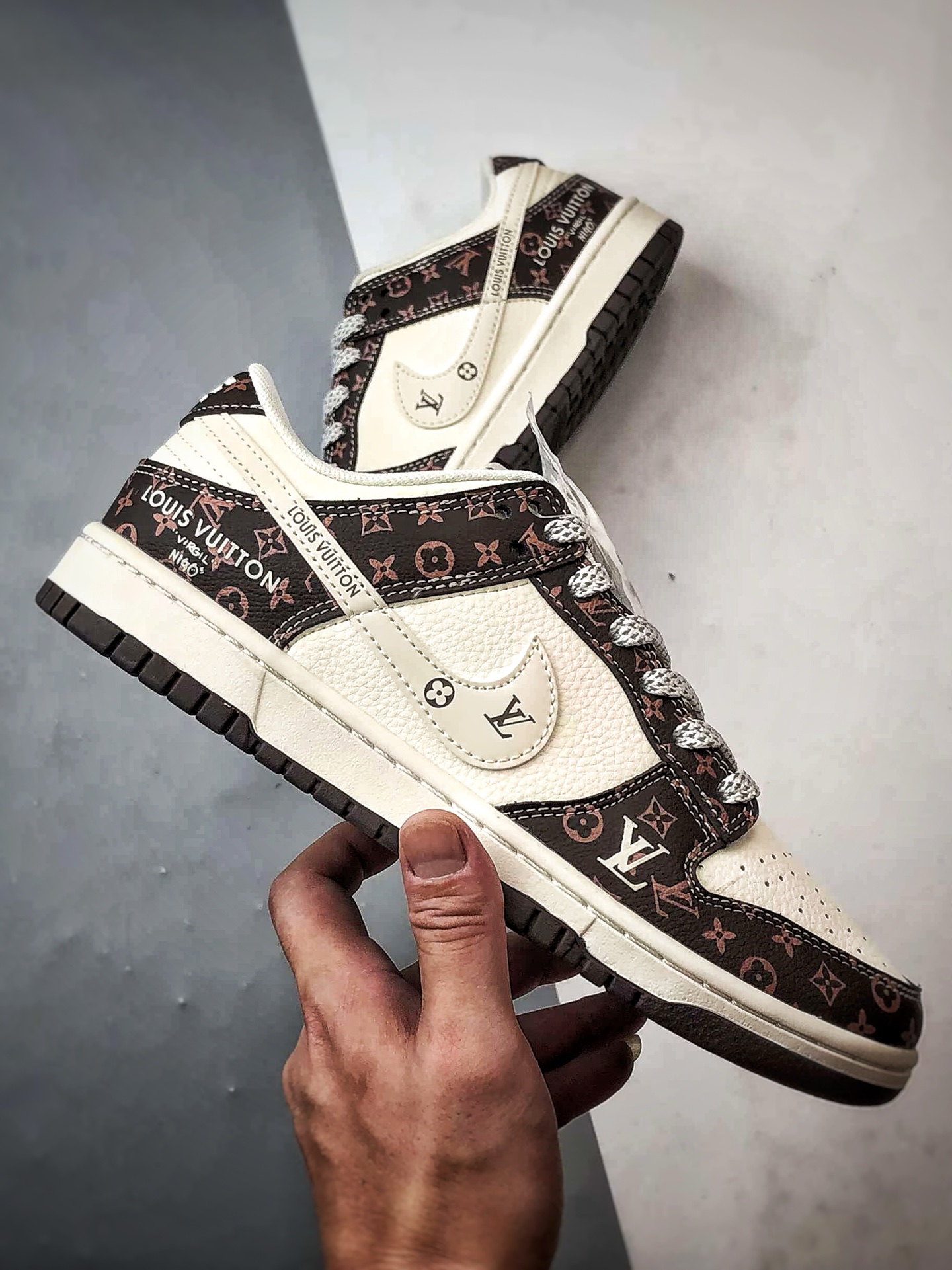 NK Dunk Low Retro ”DIY高端定制” LV老花米白棕 低帮休闲运动板鞋 CX5050-Y05